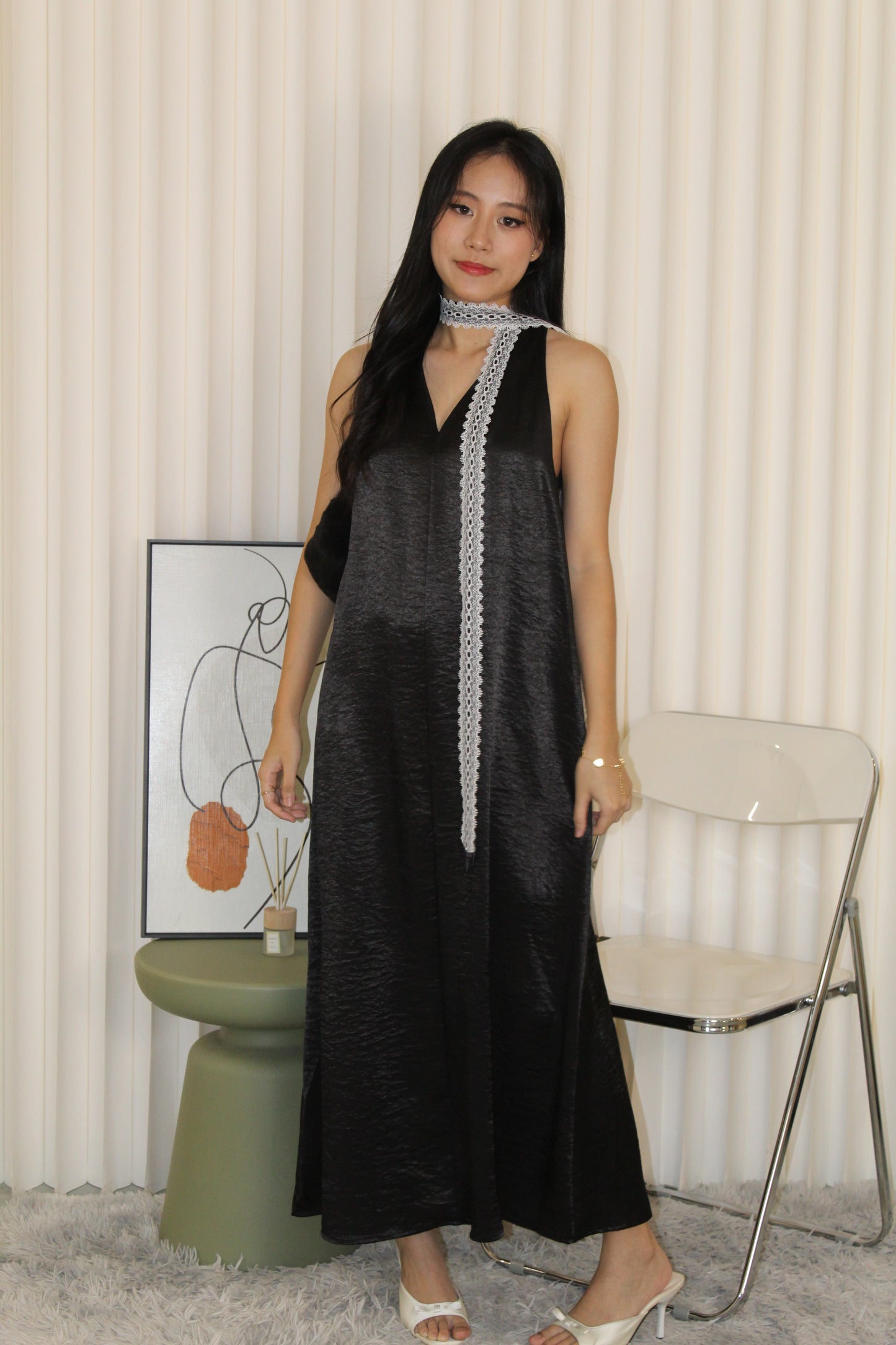 Manda Satin Maxi Dress (Blue)