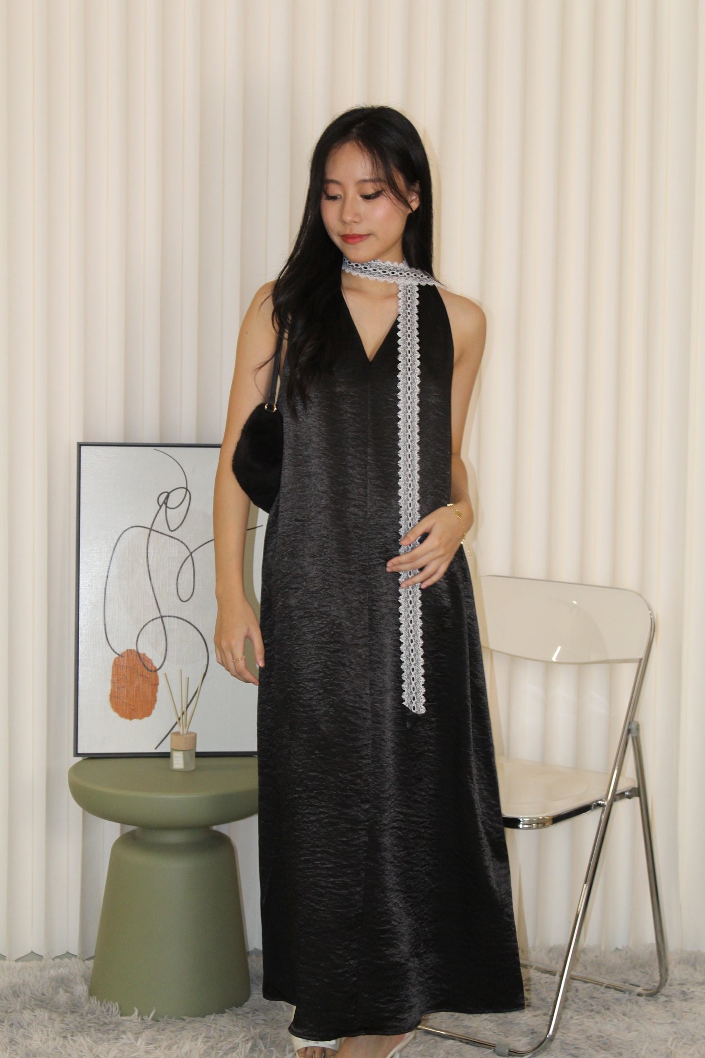 Manda Satin Maxi Dress (Blue)