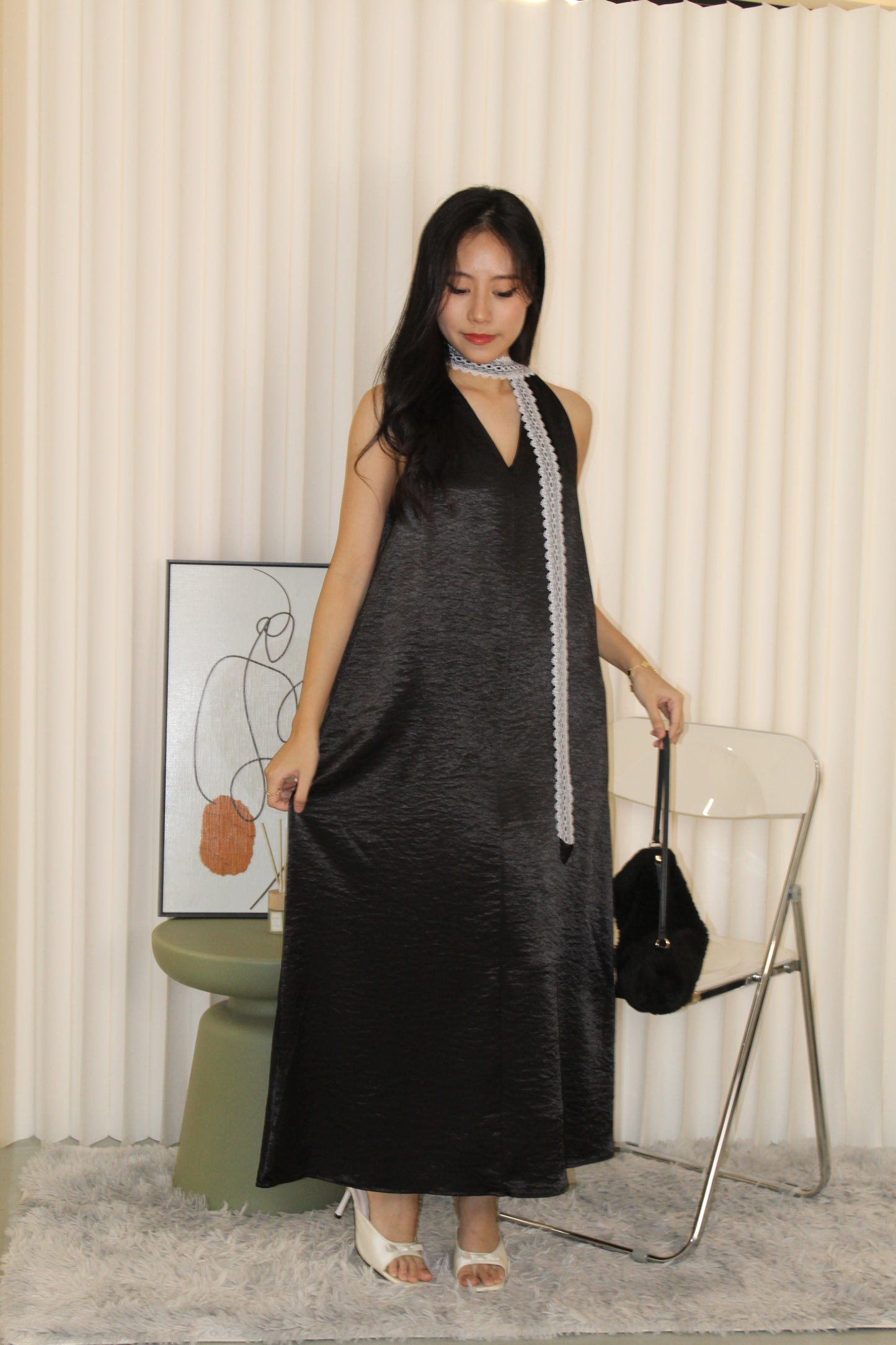 Manda Satin Maxi Dress (Blue)