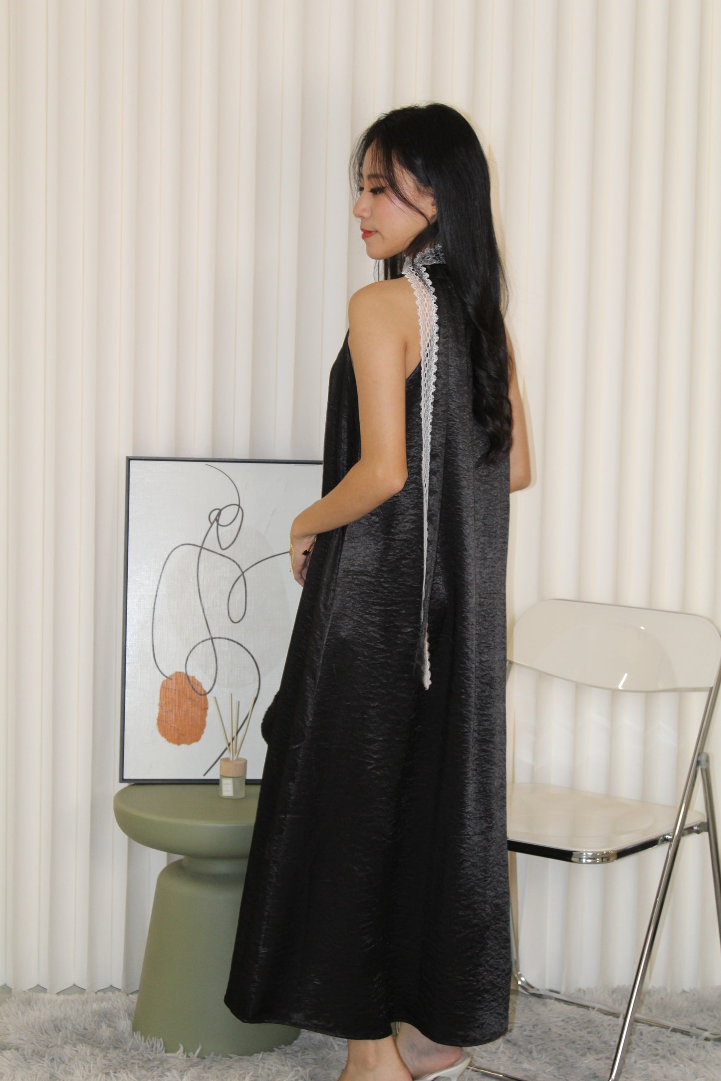 Manda Satin Maxi Dress (Blue)