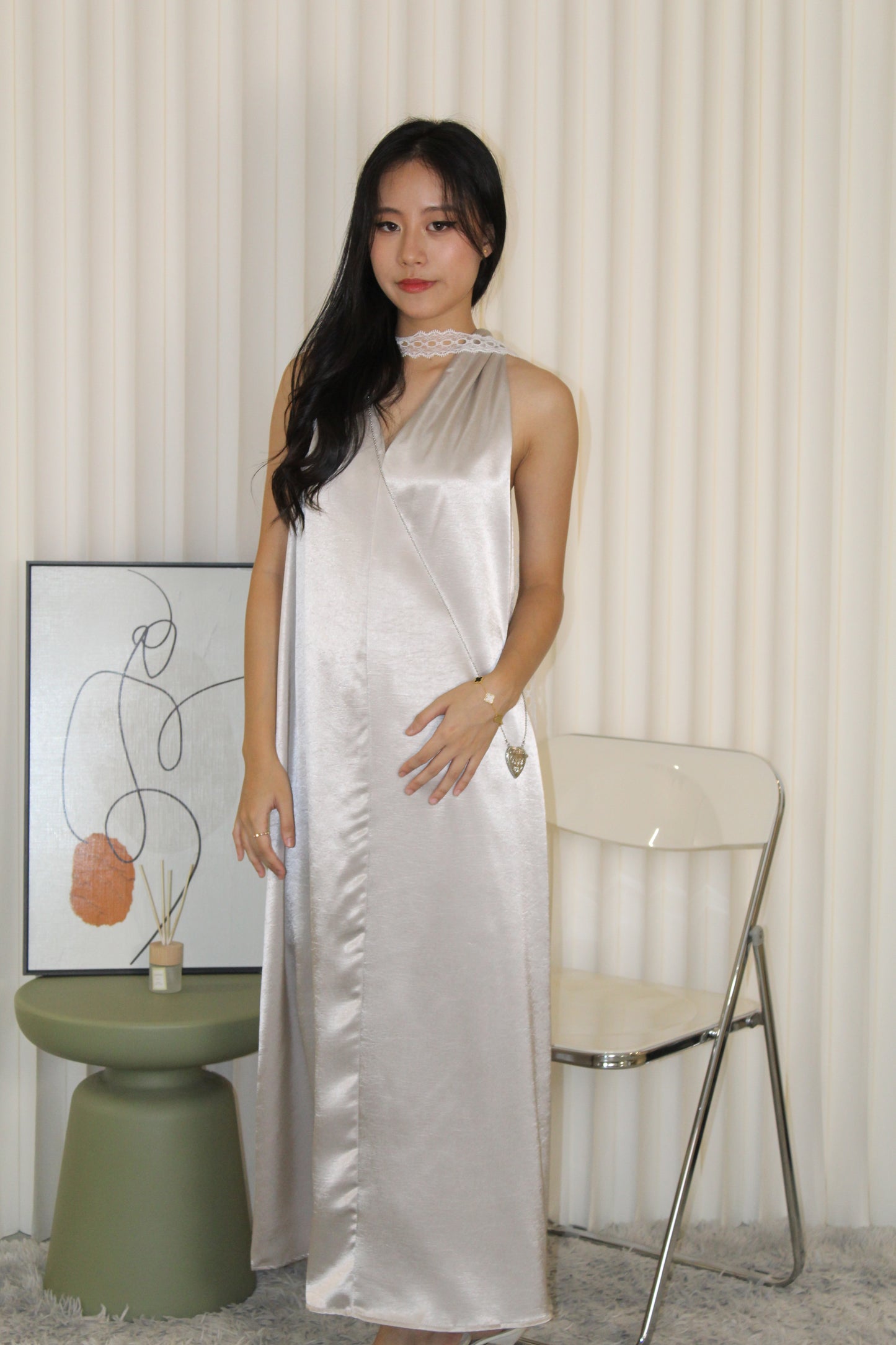 Manda Satin Maxi Dress (Blue)
