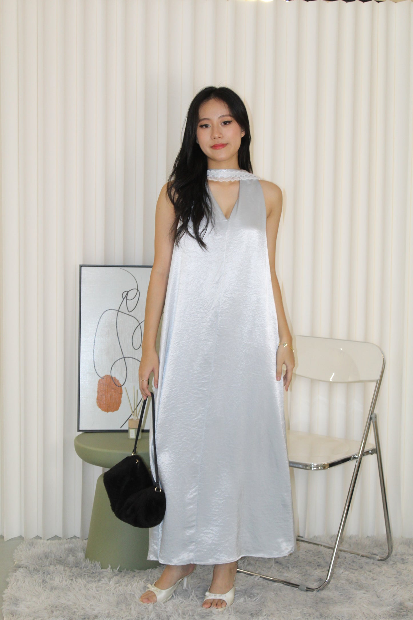 Manda Satin Maxi Dress (Blue)