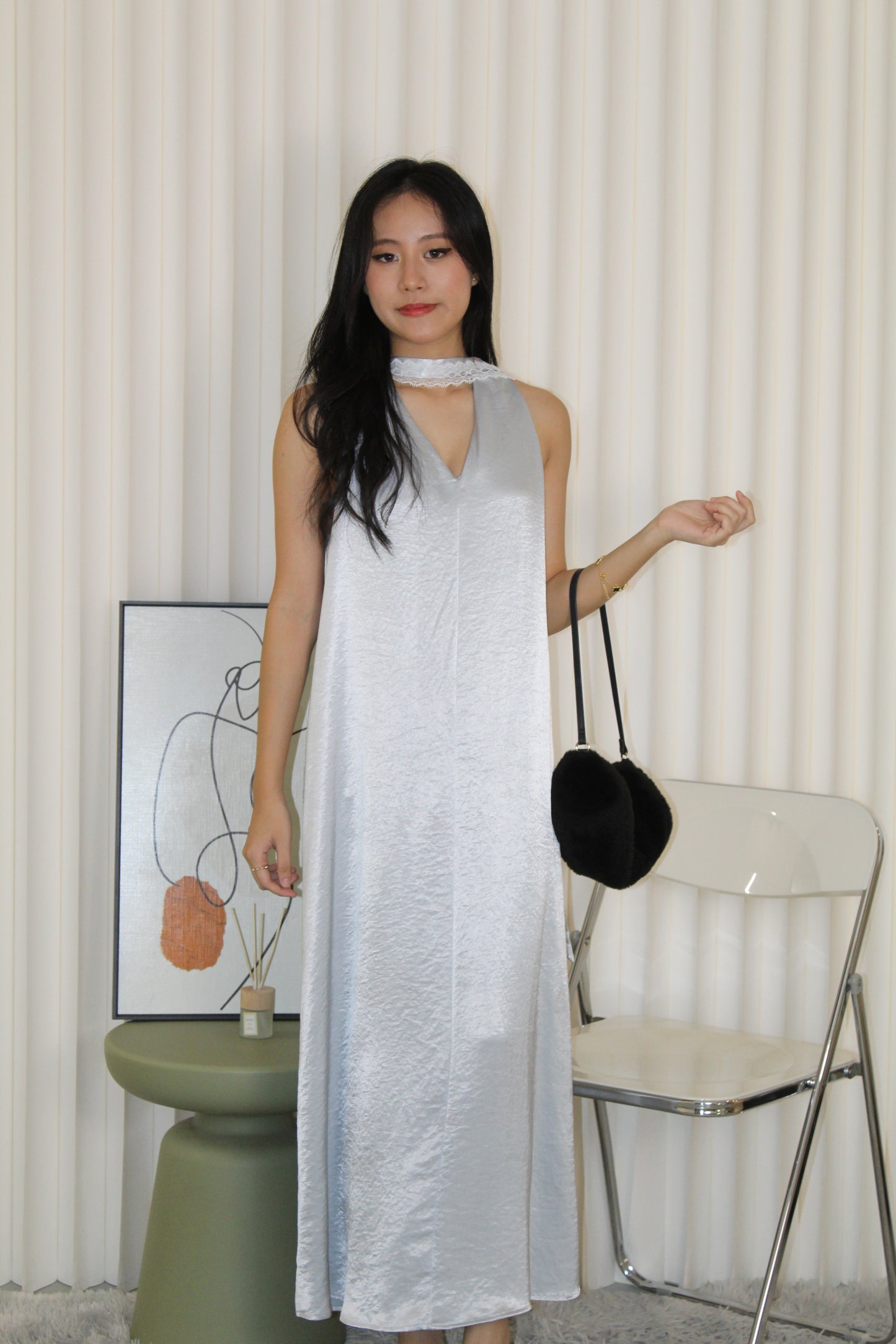 Manda Satin Maxi Dress (Blue)