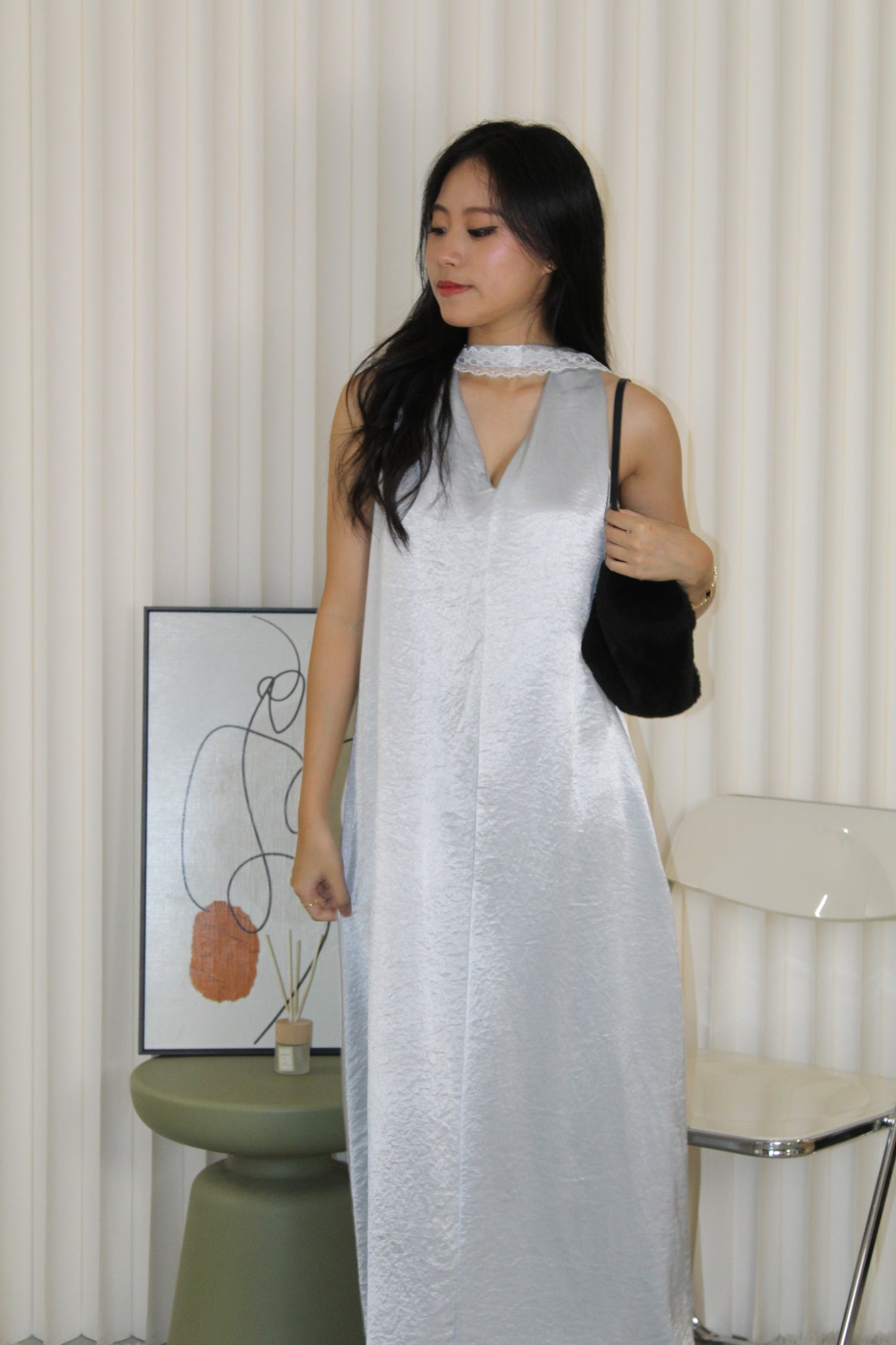 Manda Satin Maxi Dress (Blue)