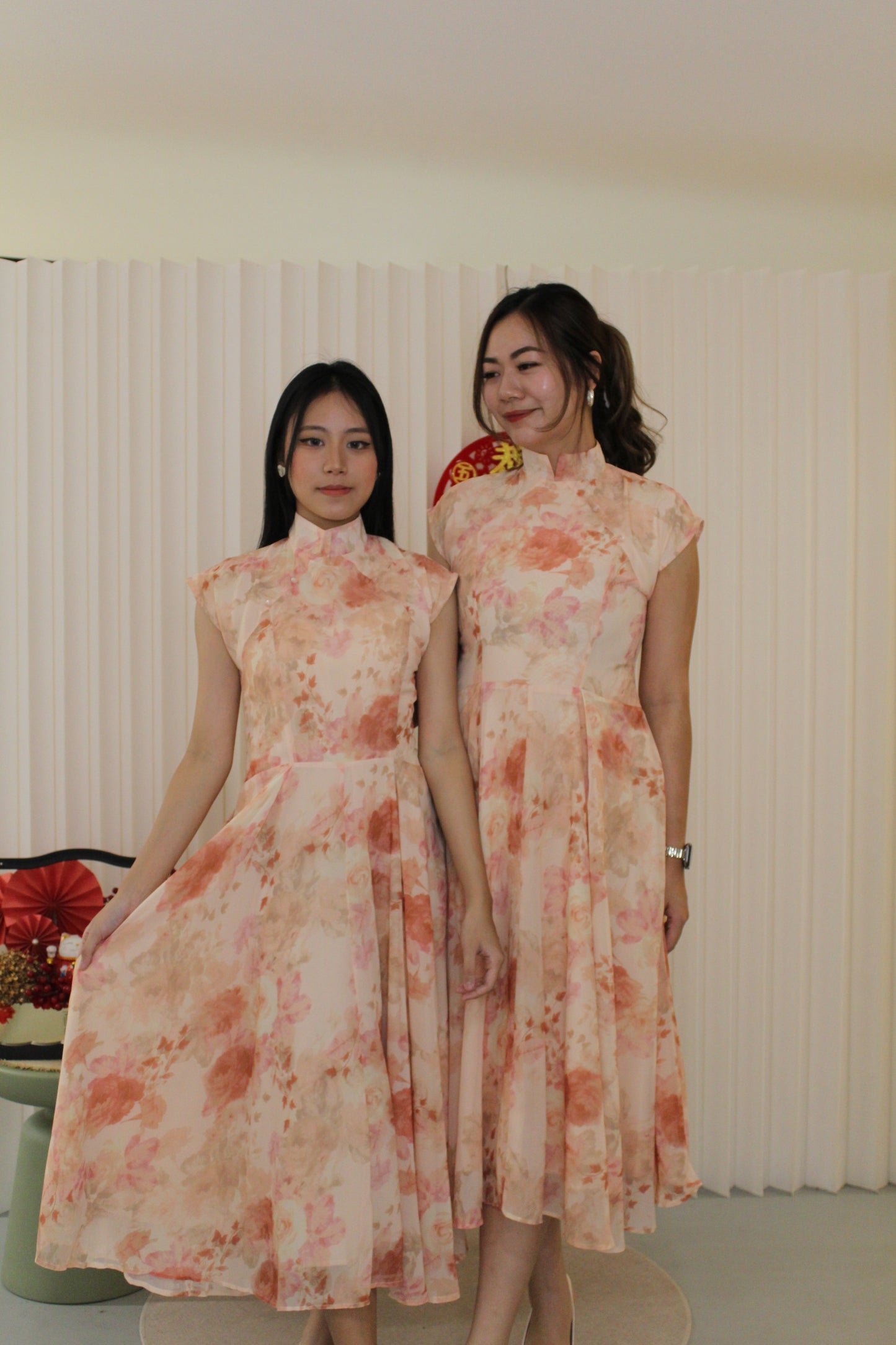 Fang Yue Flare Midi Cheongsam Dress (Pink)