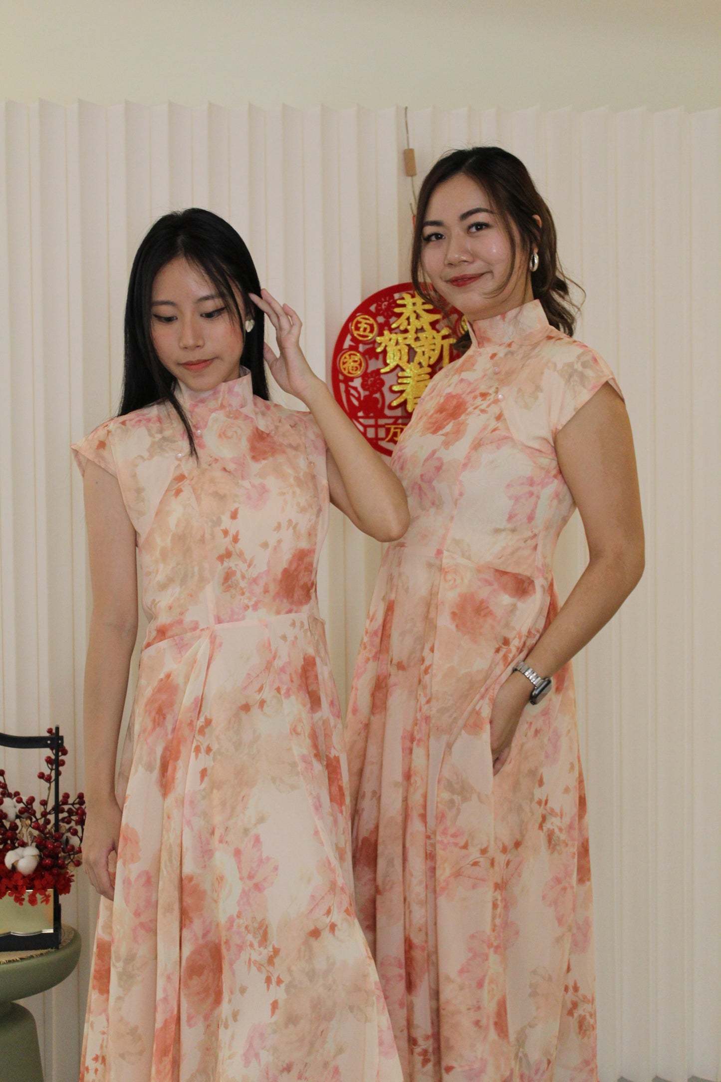 Fang Yue Flare Midi Cheongsam Dress (Pink)