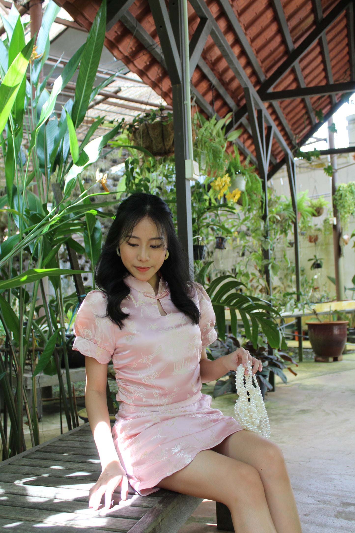 Mei Cheongsam Satin Top (Pink)