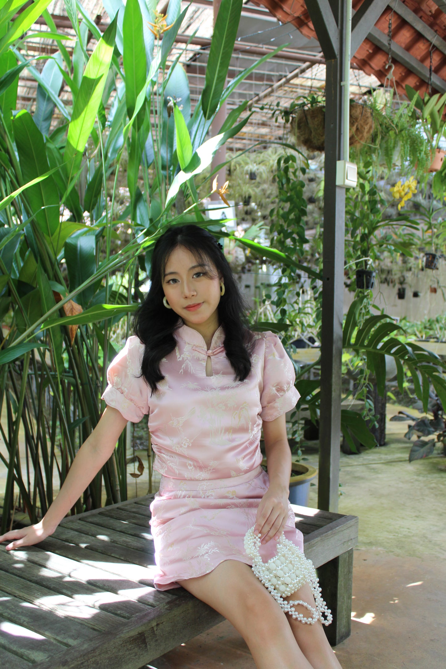 Mei Cheongsam Satin Top (Pink)