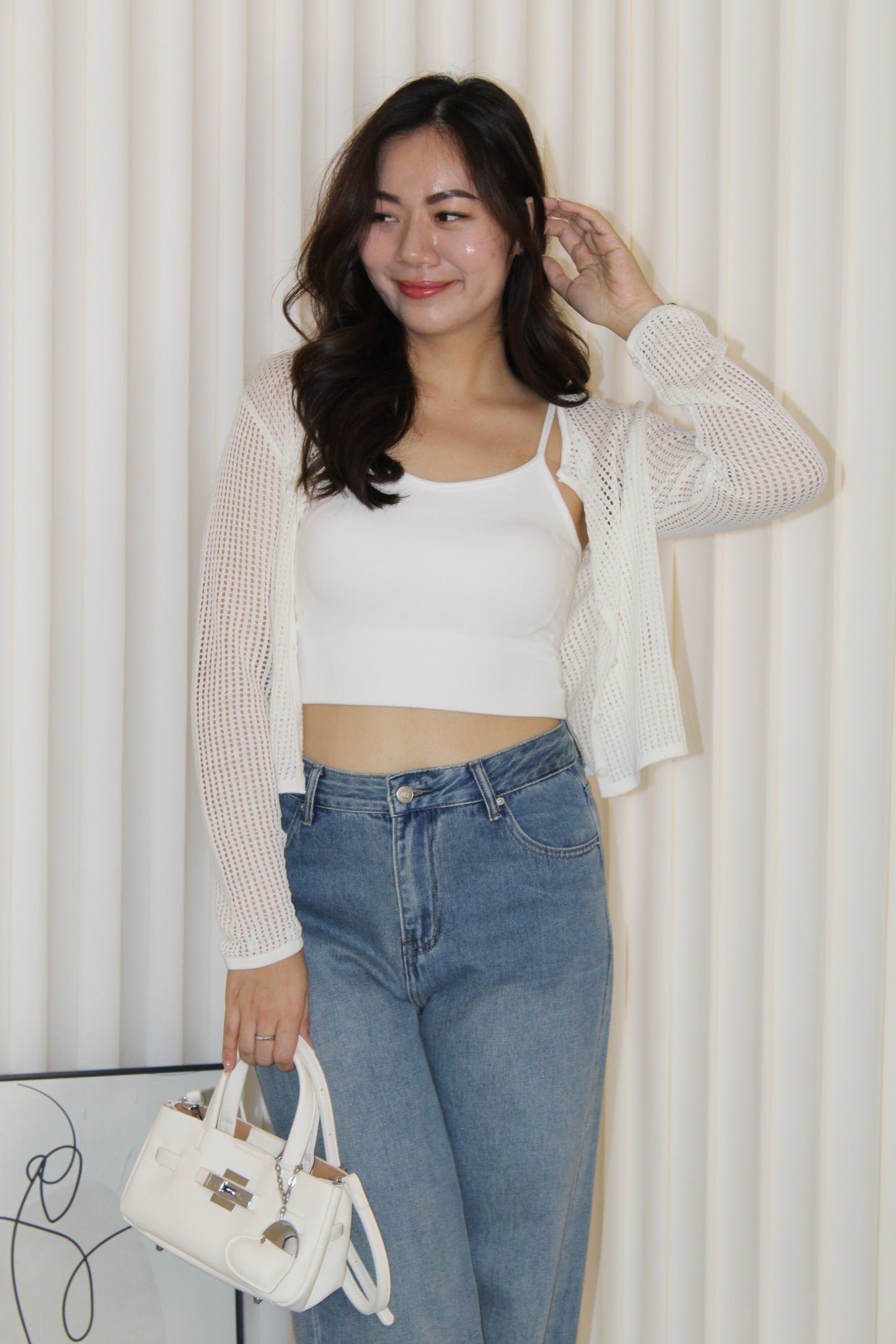 Laura Knit Cardigan Top (Blue)