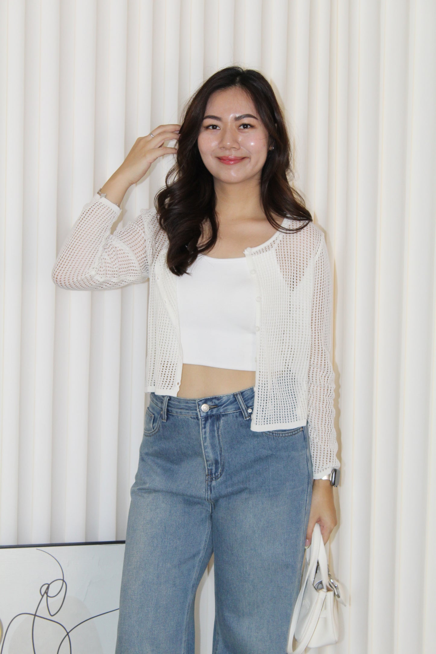 Laura Knit Cardigan Top (Blue)