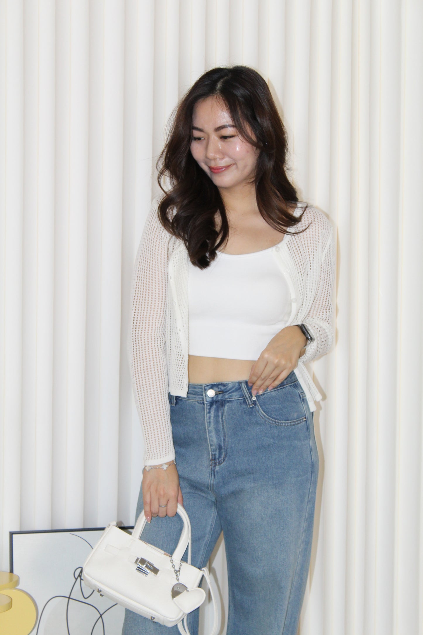 Laura Knit Cardigan Top (Blue)