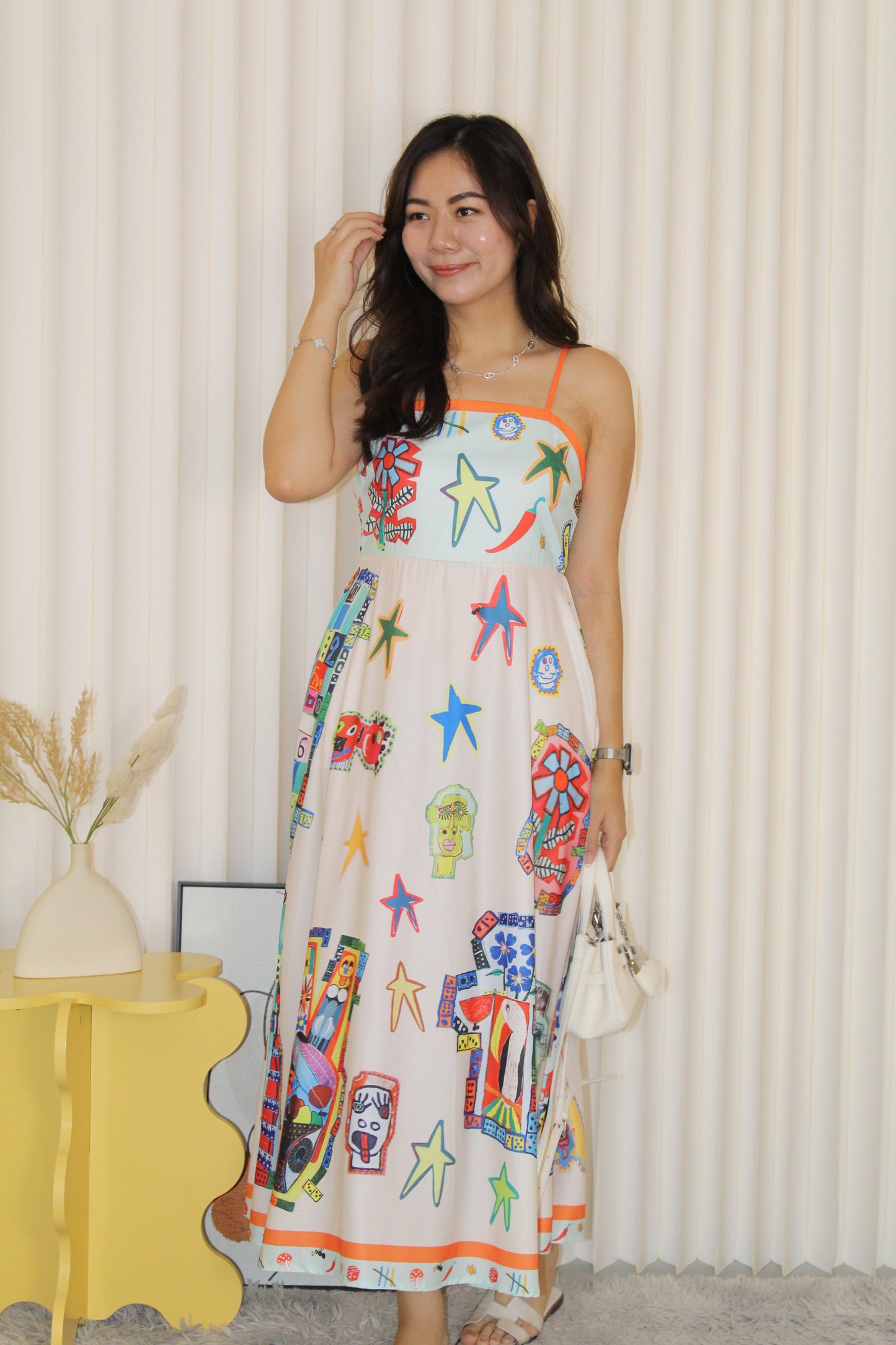 Michie Abstract Midaxi Dress (Orange)