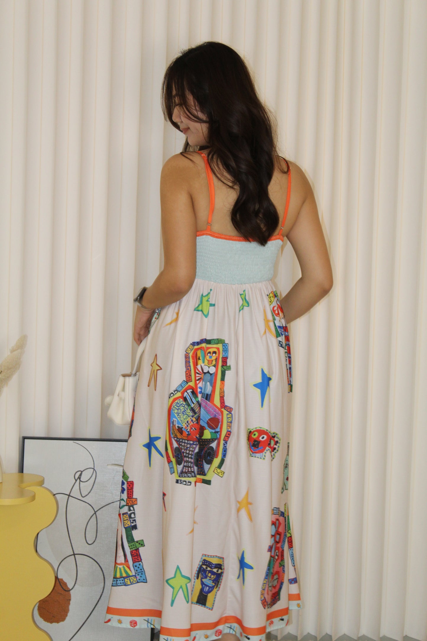 Michie Abstract Midaxi Dress (Orange)