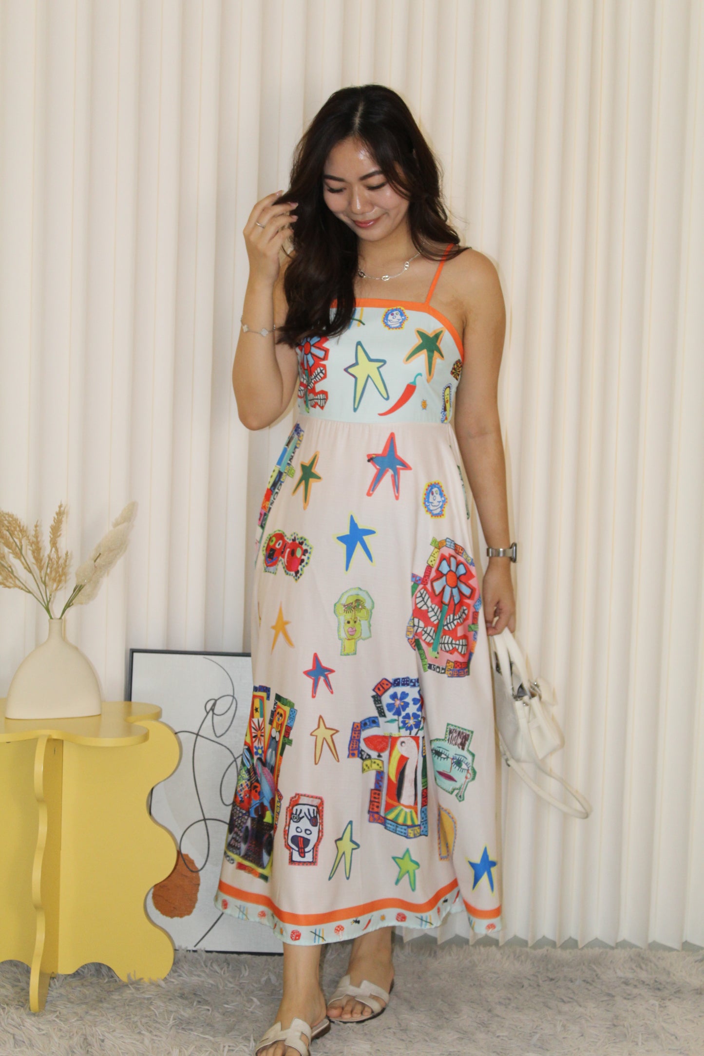 Michie Abstract Midaxi Dress (Orange)