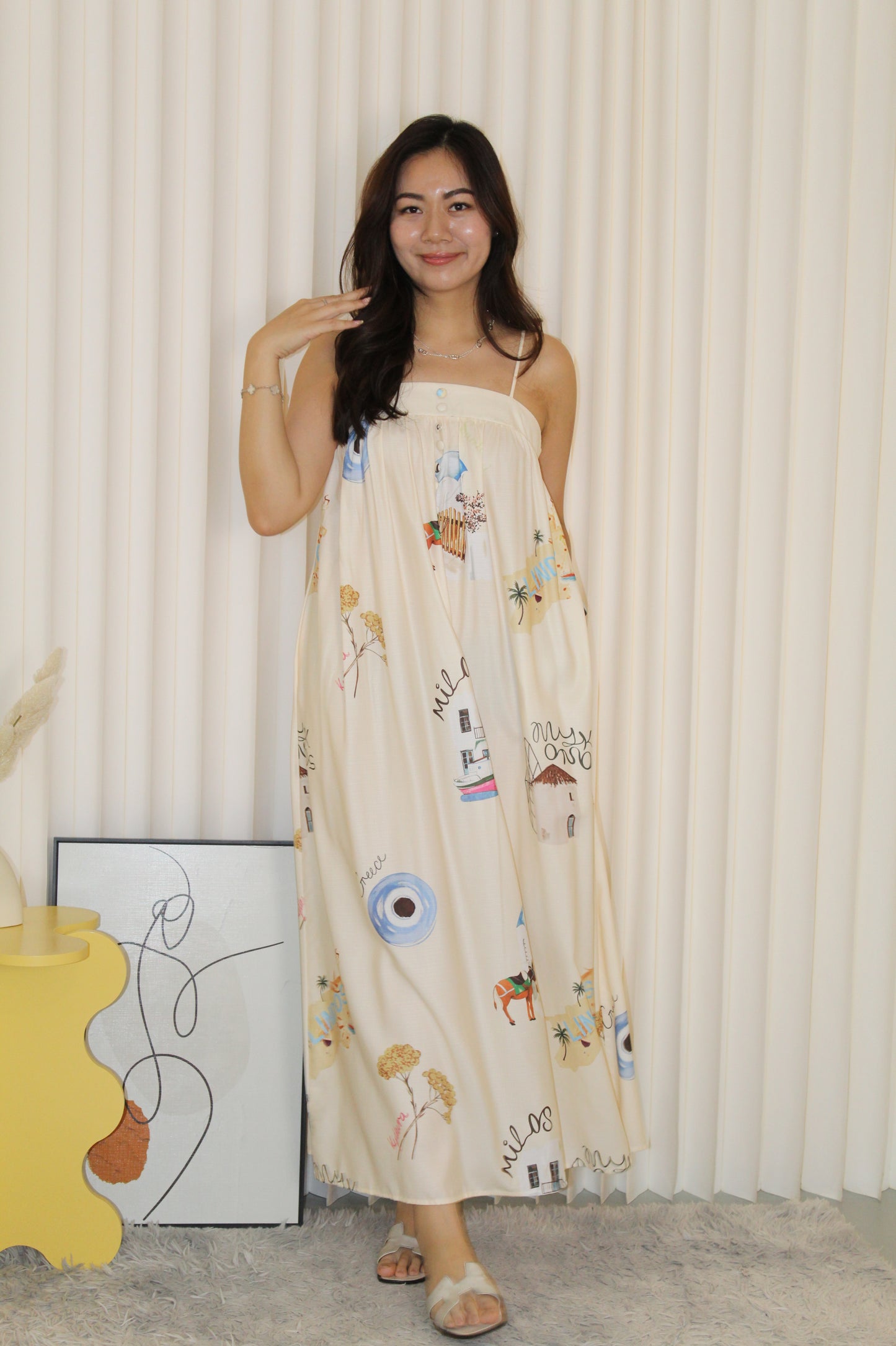 Dallas Flare Maxi Dress (Cream)