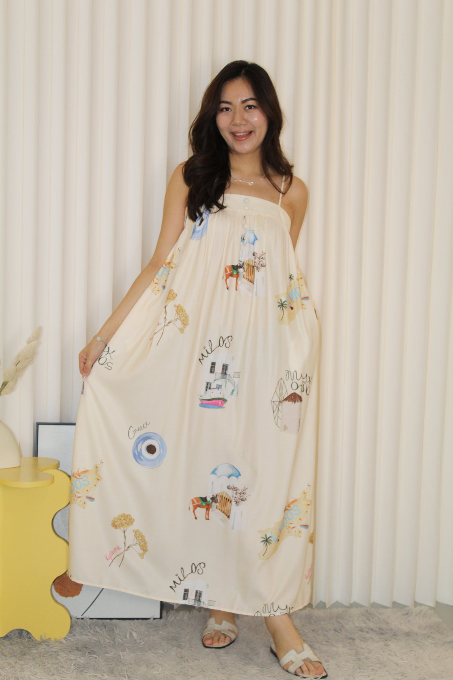 Dallas Flare Maxi Dress (Cream)