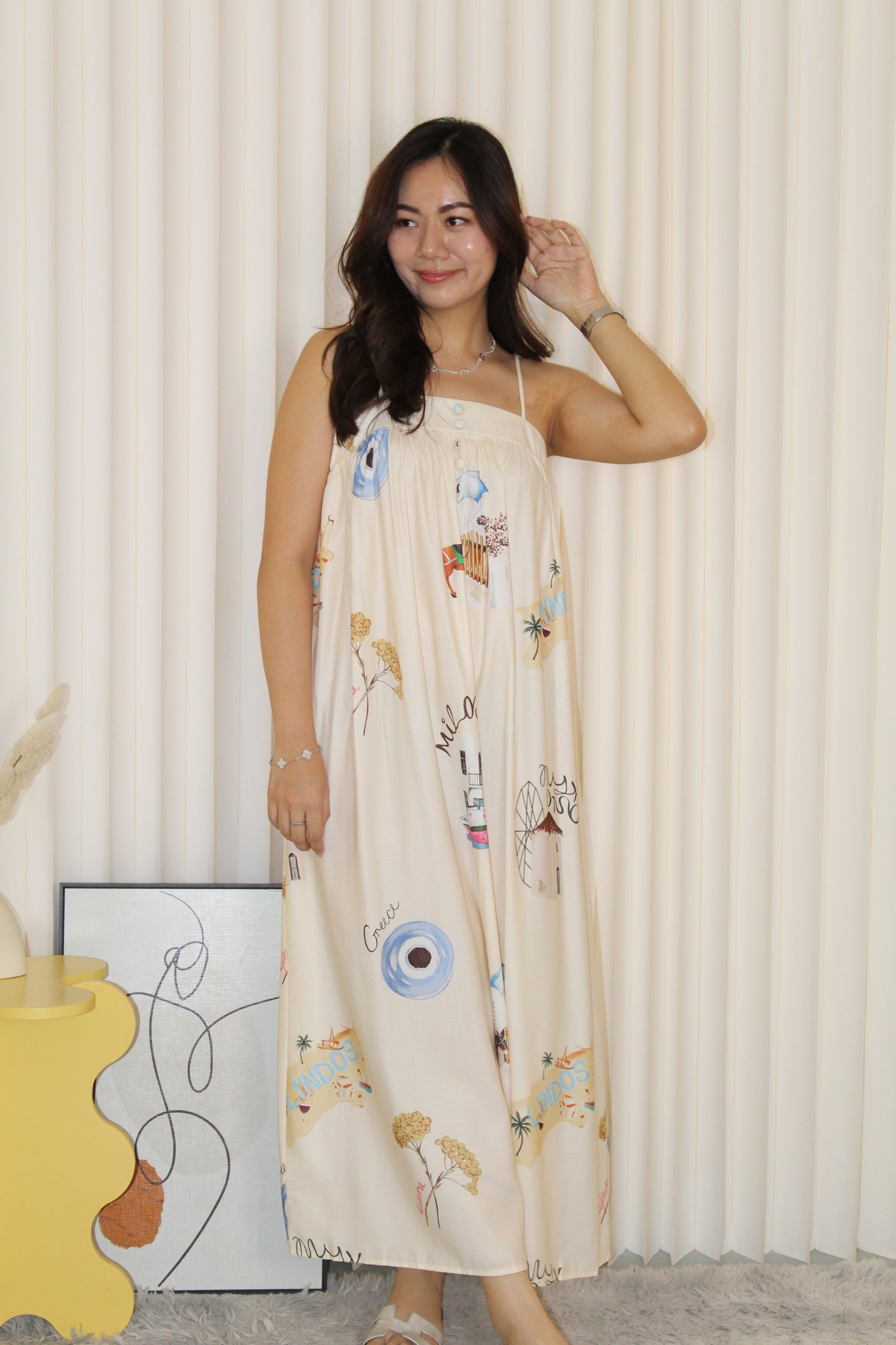 Dallas Flare Maxi Dress (Cream)
