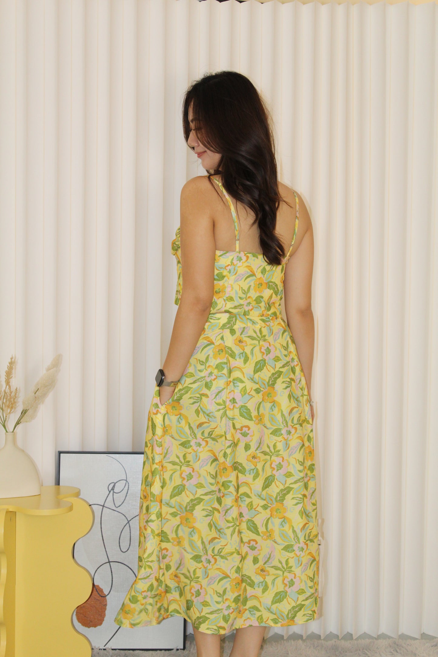 Marissa Floral Two Piece Skirt Set (Yellow)