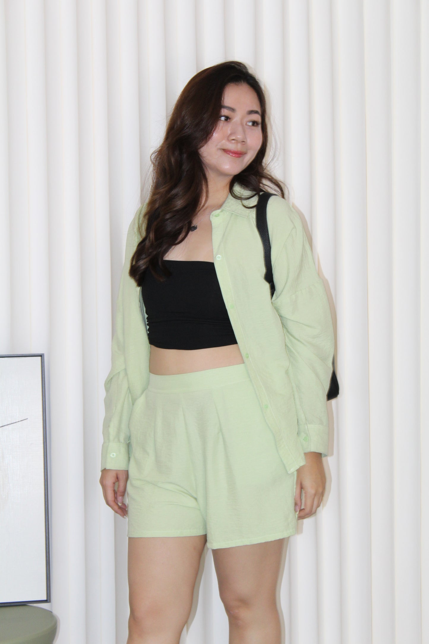 Ava Blouse Shorts Two Piece Set (Green)