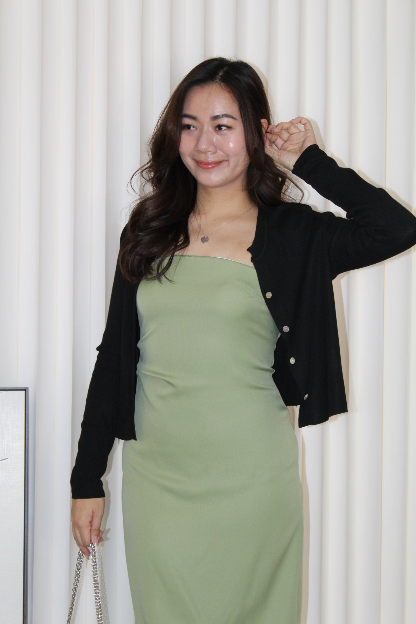 Shelly Knit Cardigan Top (Black)