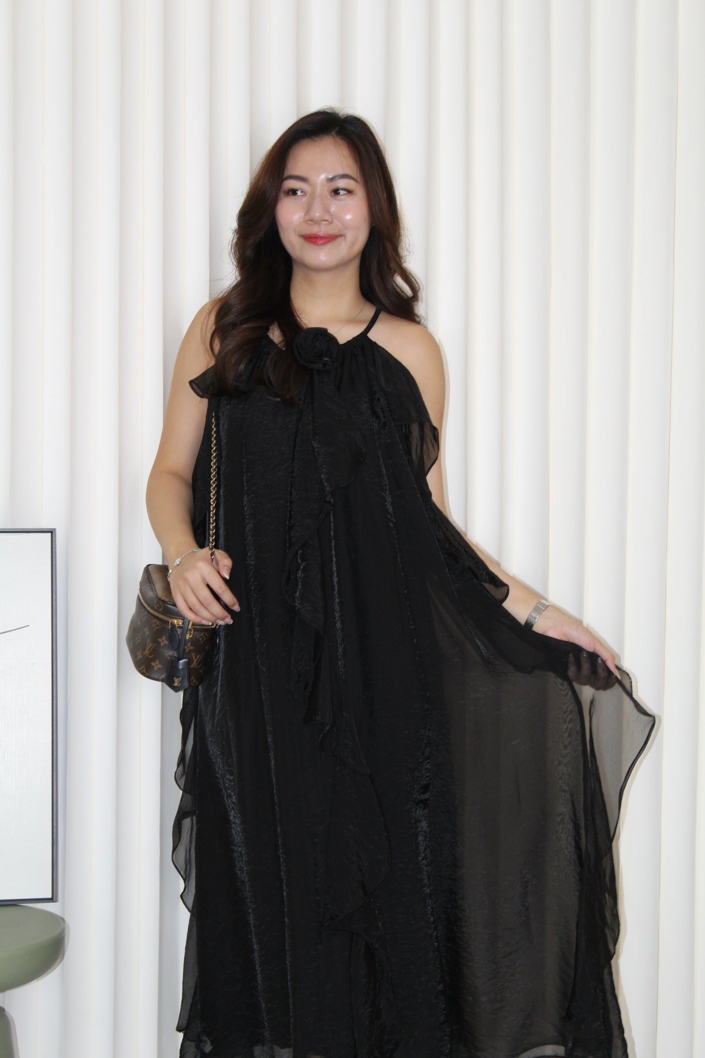 Yarra Ruffle Flare Dress (Cream)