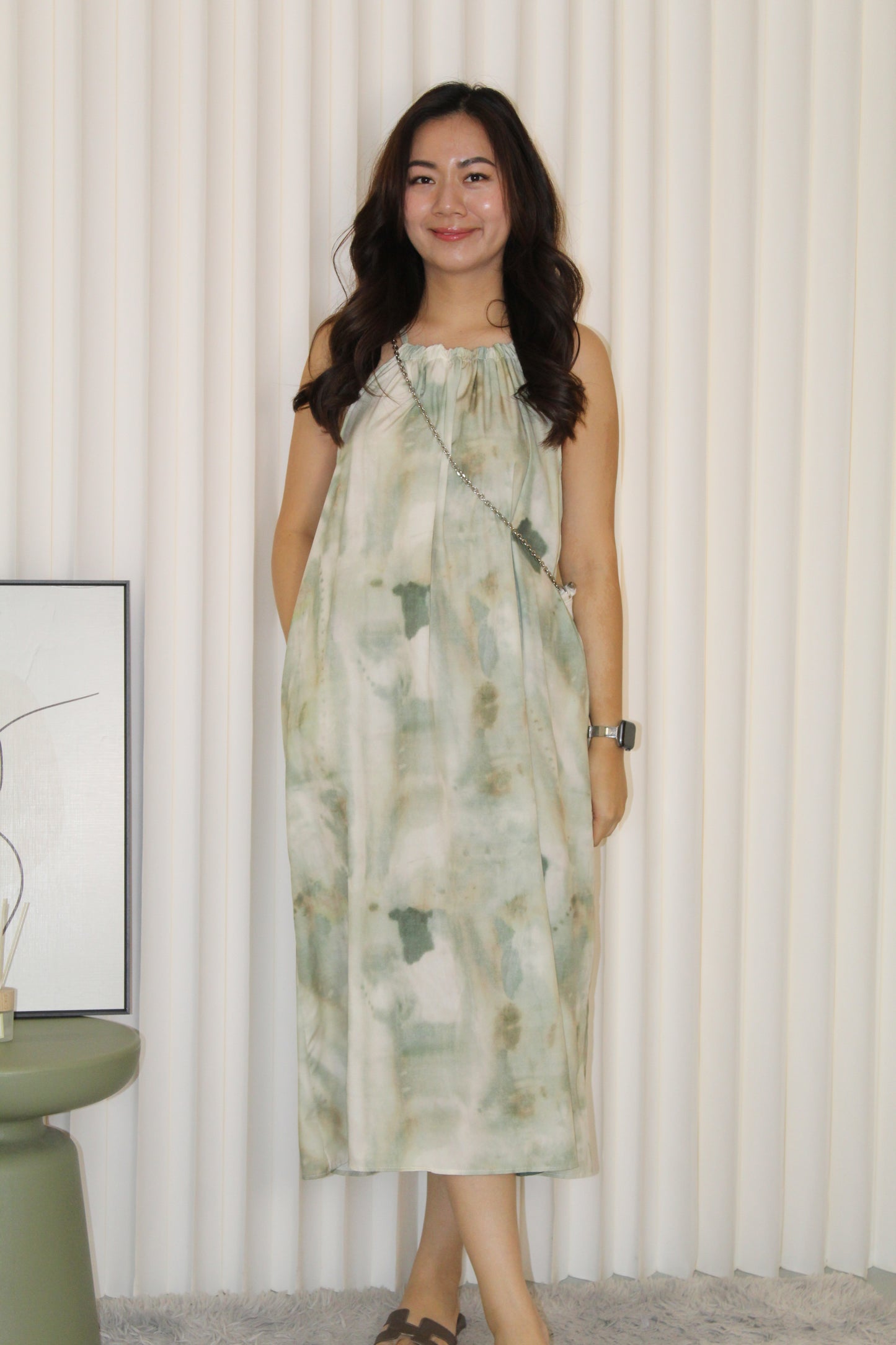 Giovanna Halter Midi Dress (Green)