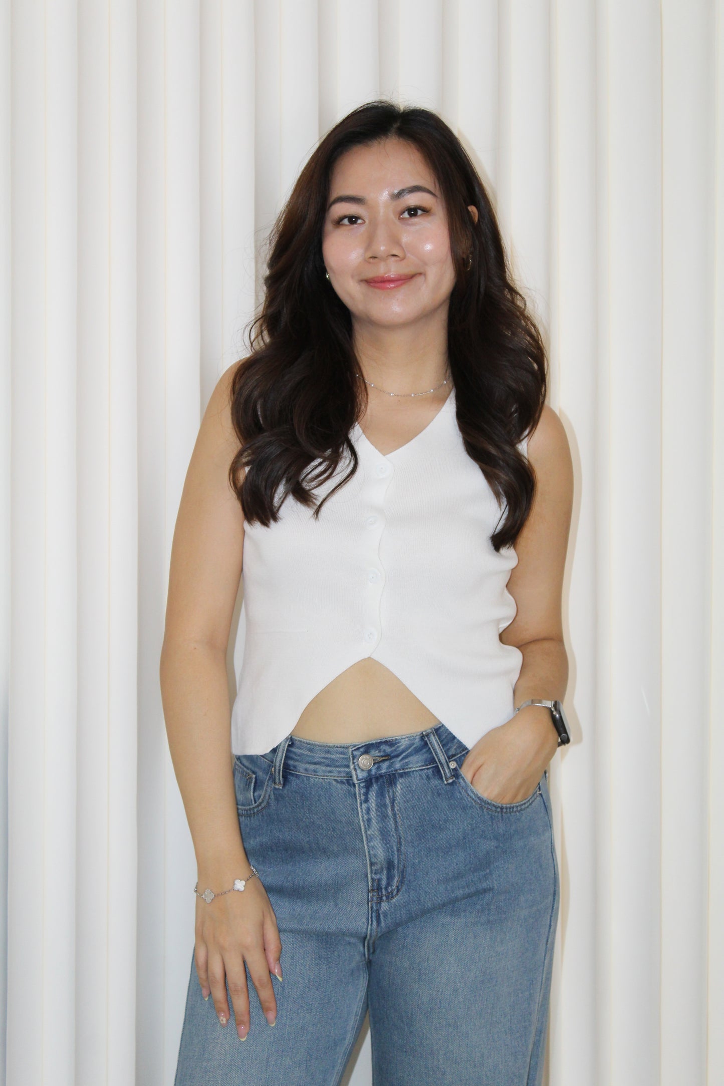 Anna Knit Vest Top (Black)