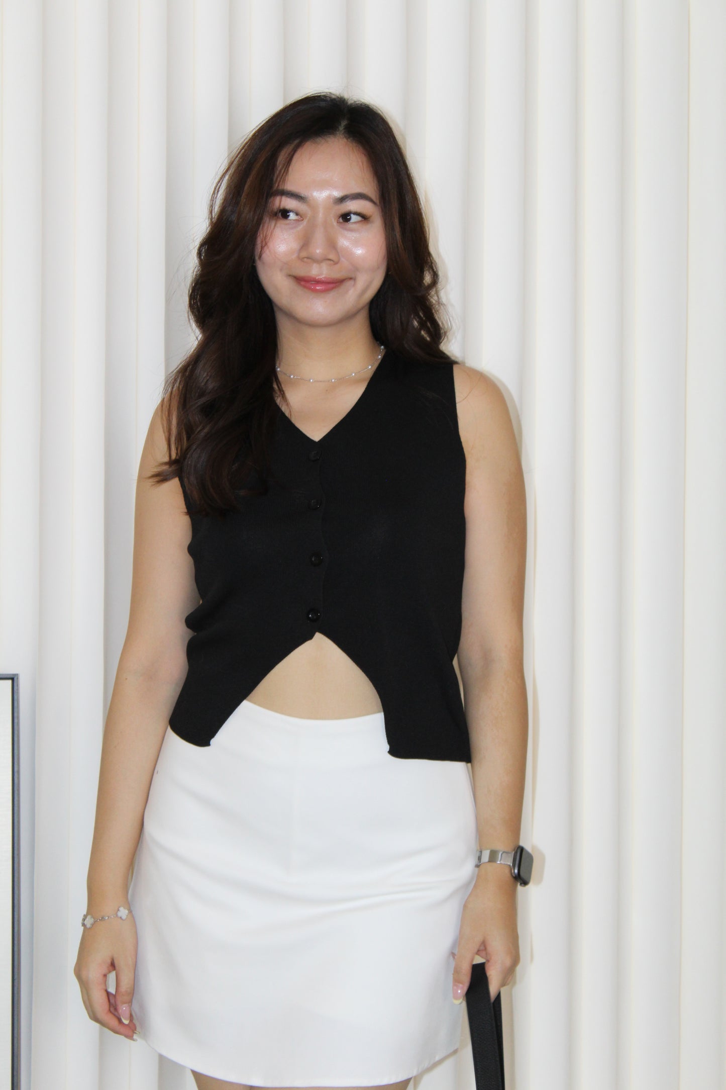 Anna Knit Vest Top (Black)