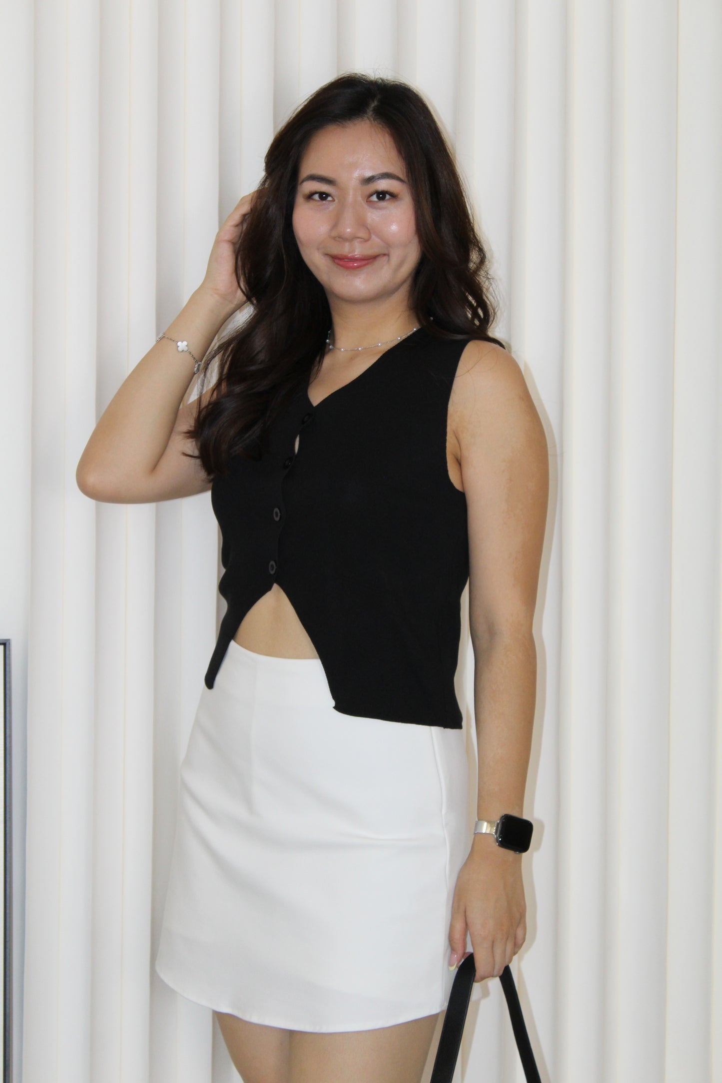 Anna Knit Vest Top (Black)