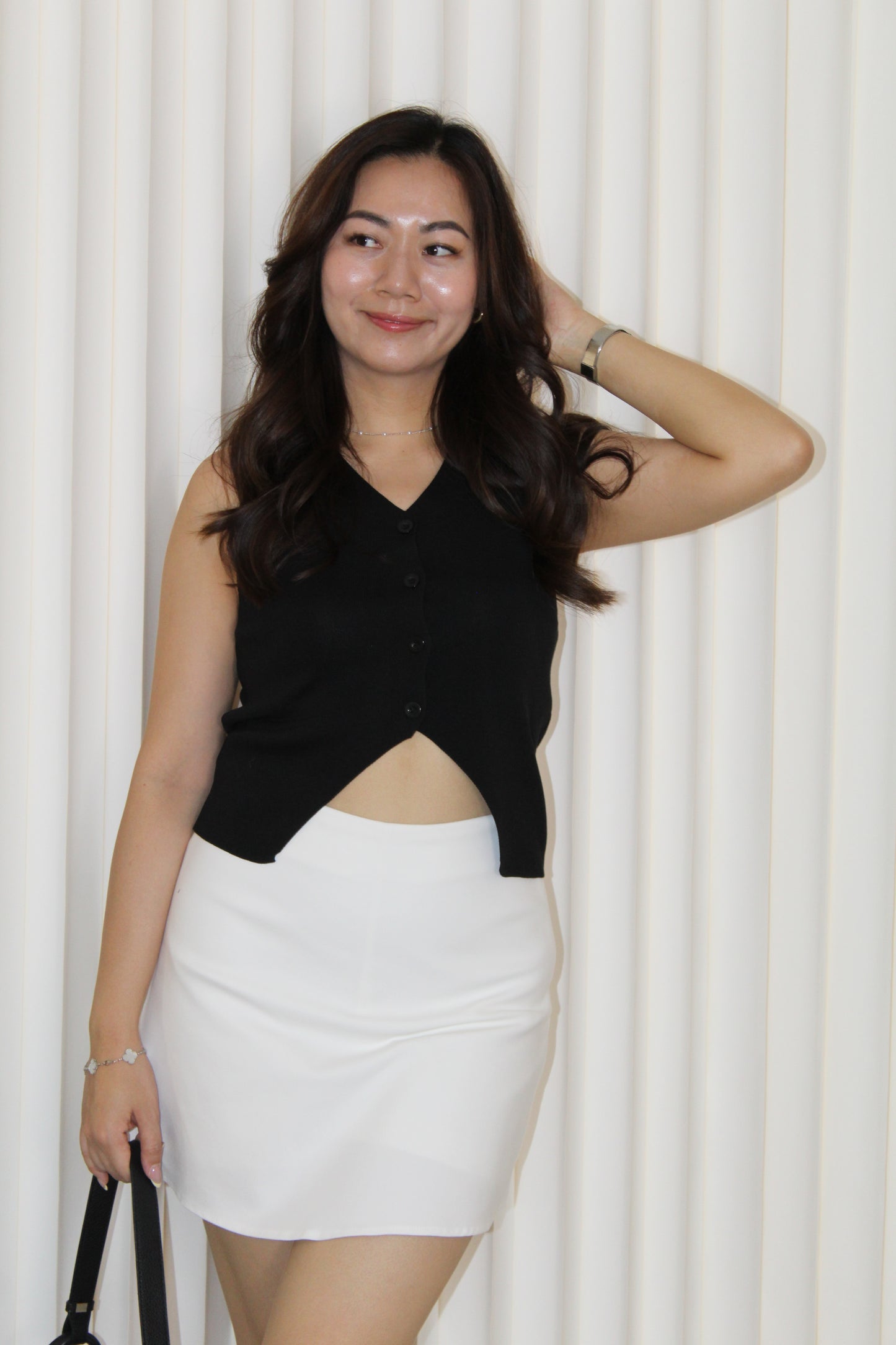 Anna Knit Vest Top (Black)