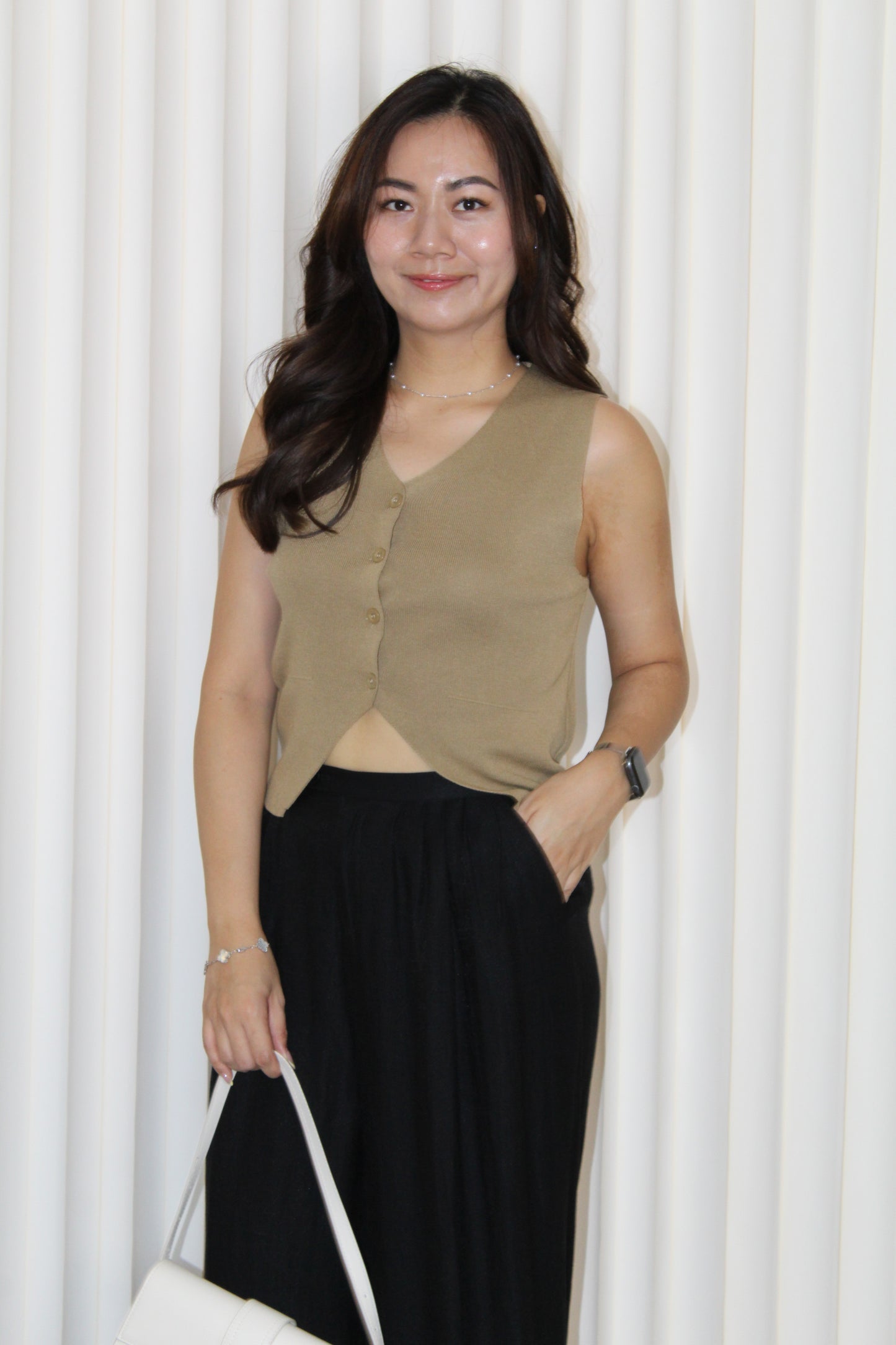 Anna Knit Vest Top (Black)