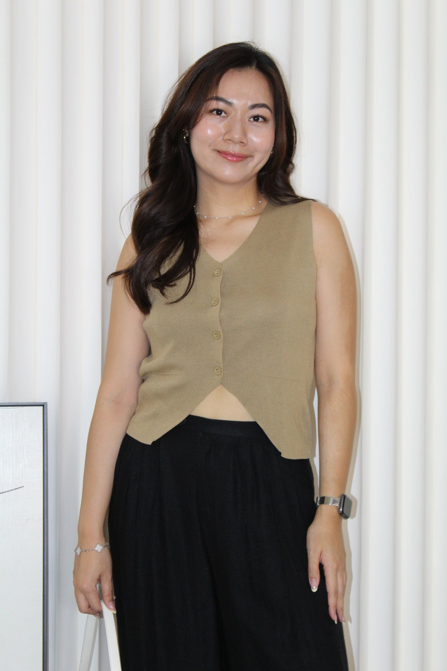 Anna Knit Vest Top (Black)
