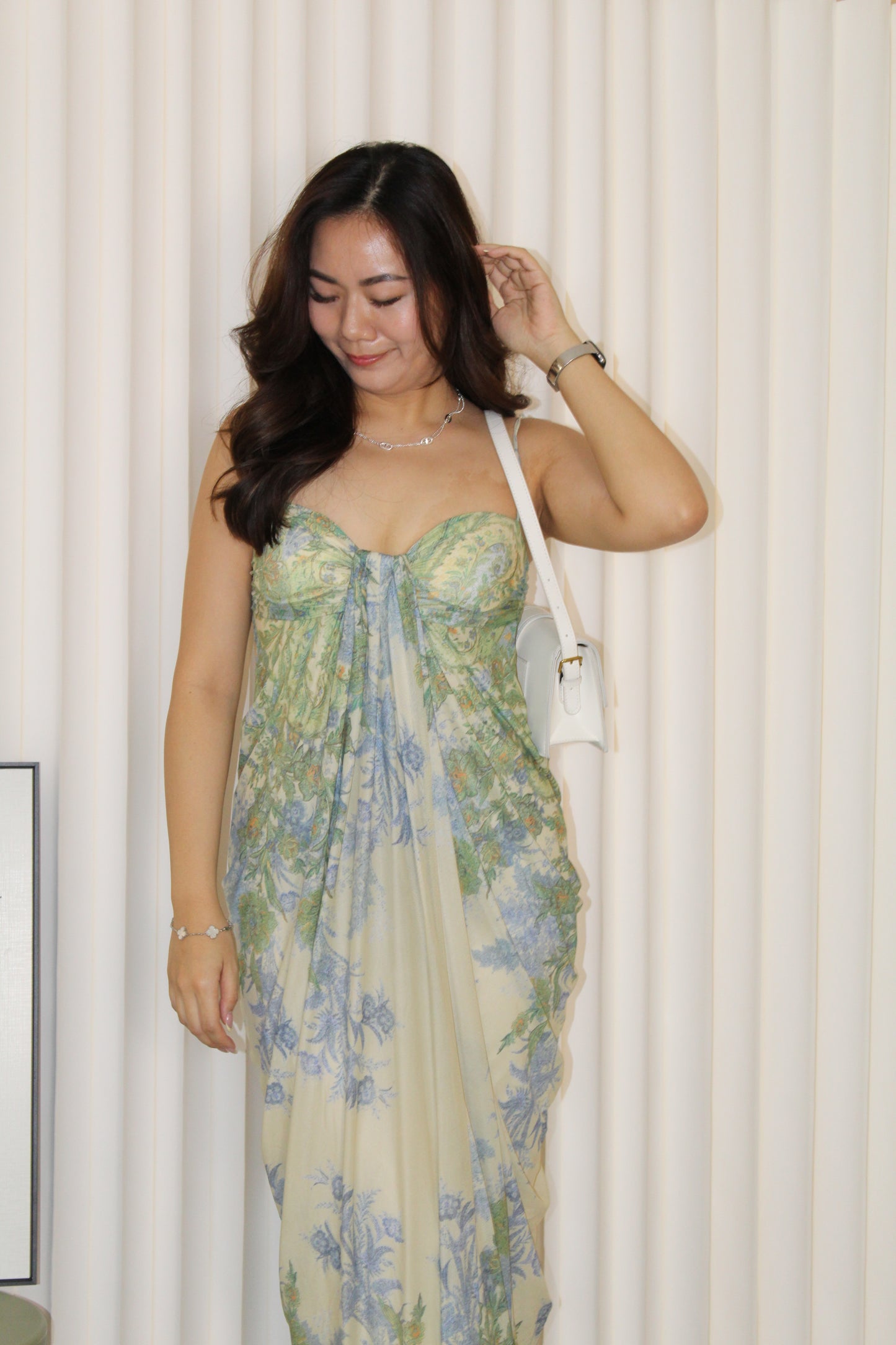 Madeleine Floral Ruffle Dress (Green)