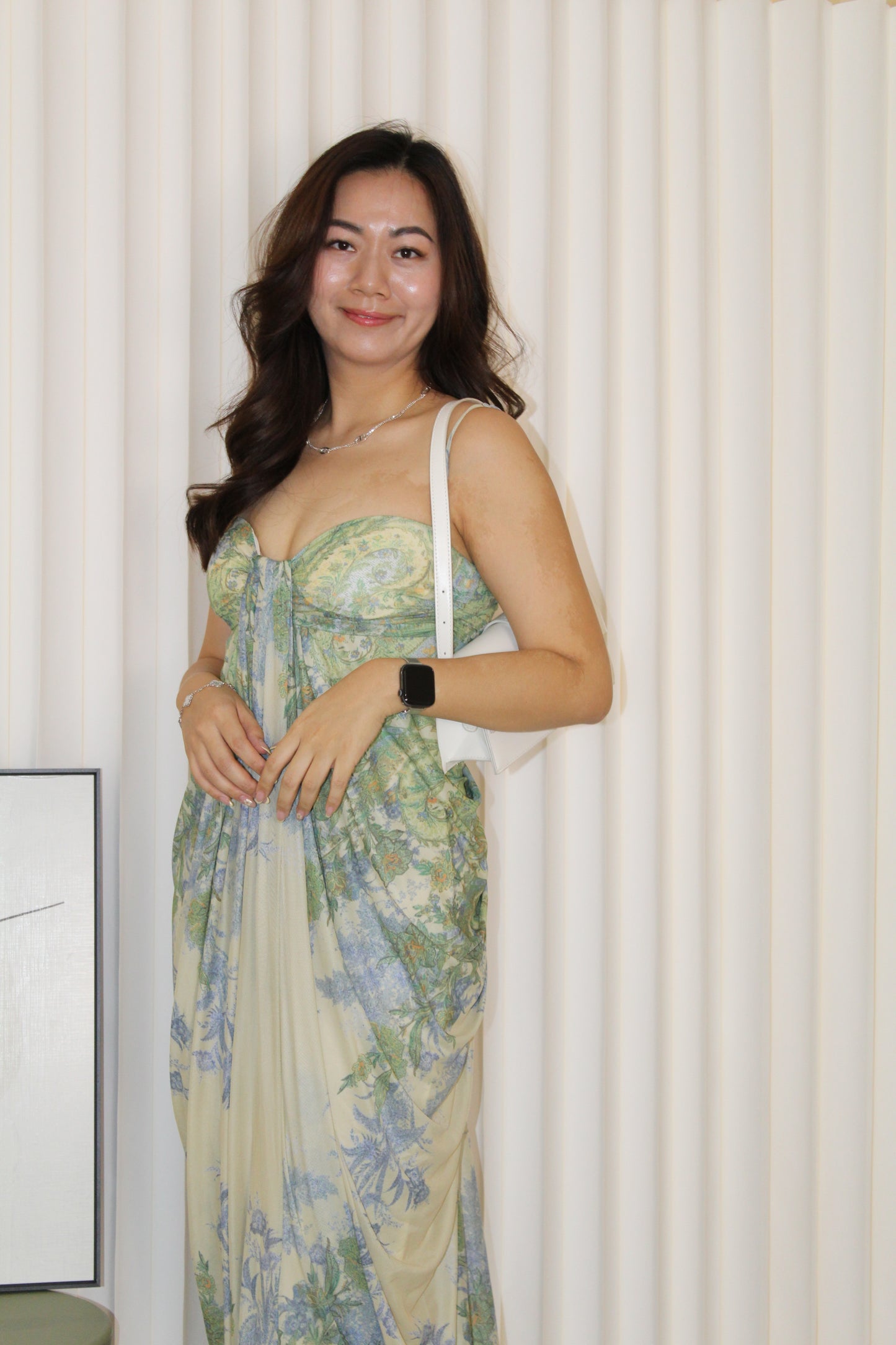 Madeleine Floral Ruffle Dress (Green)