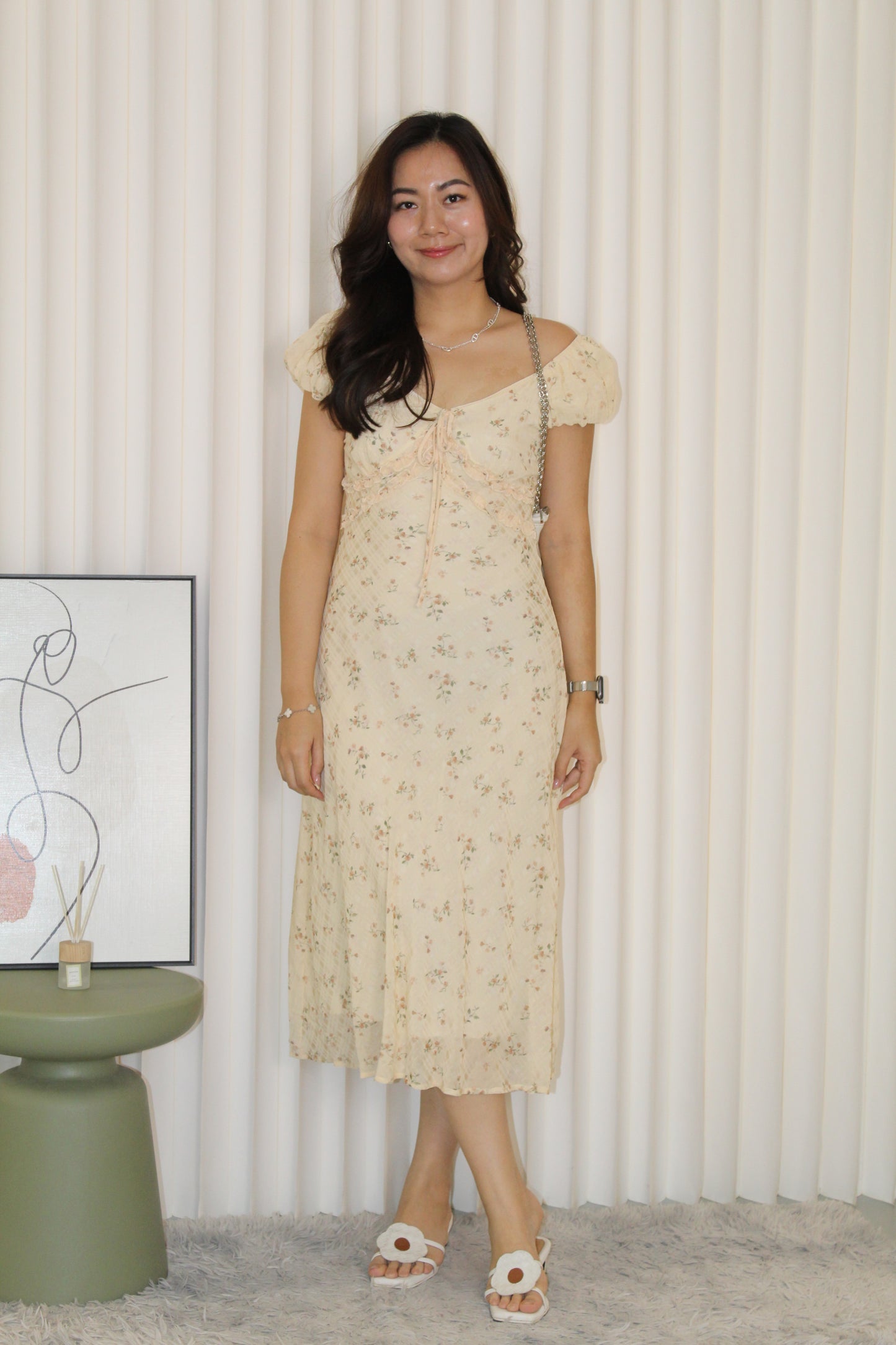 Delphine Floral Midi Dress (Yellow)
