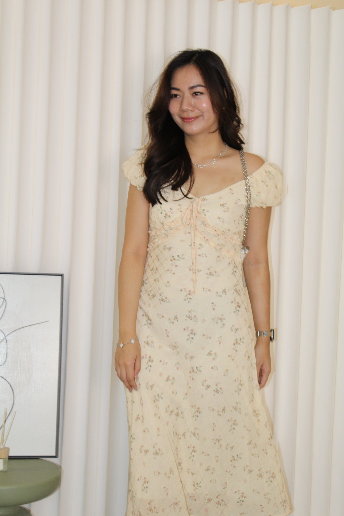 Delphine Floral Midi Dress (Yellow)
