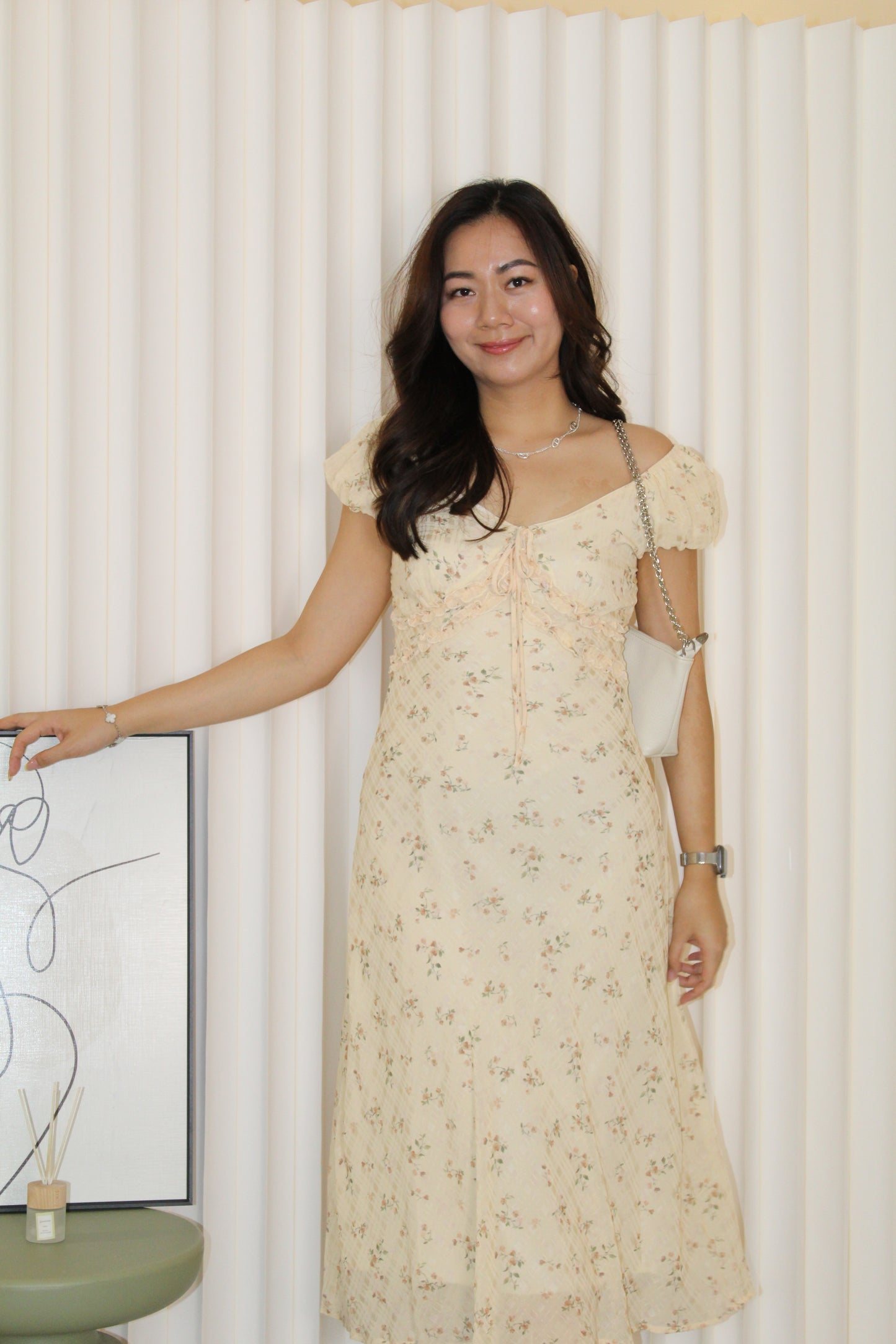 Delphine Floral Midi Dress (Yellow)