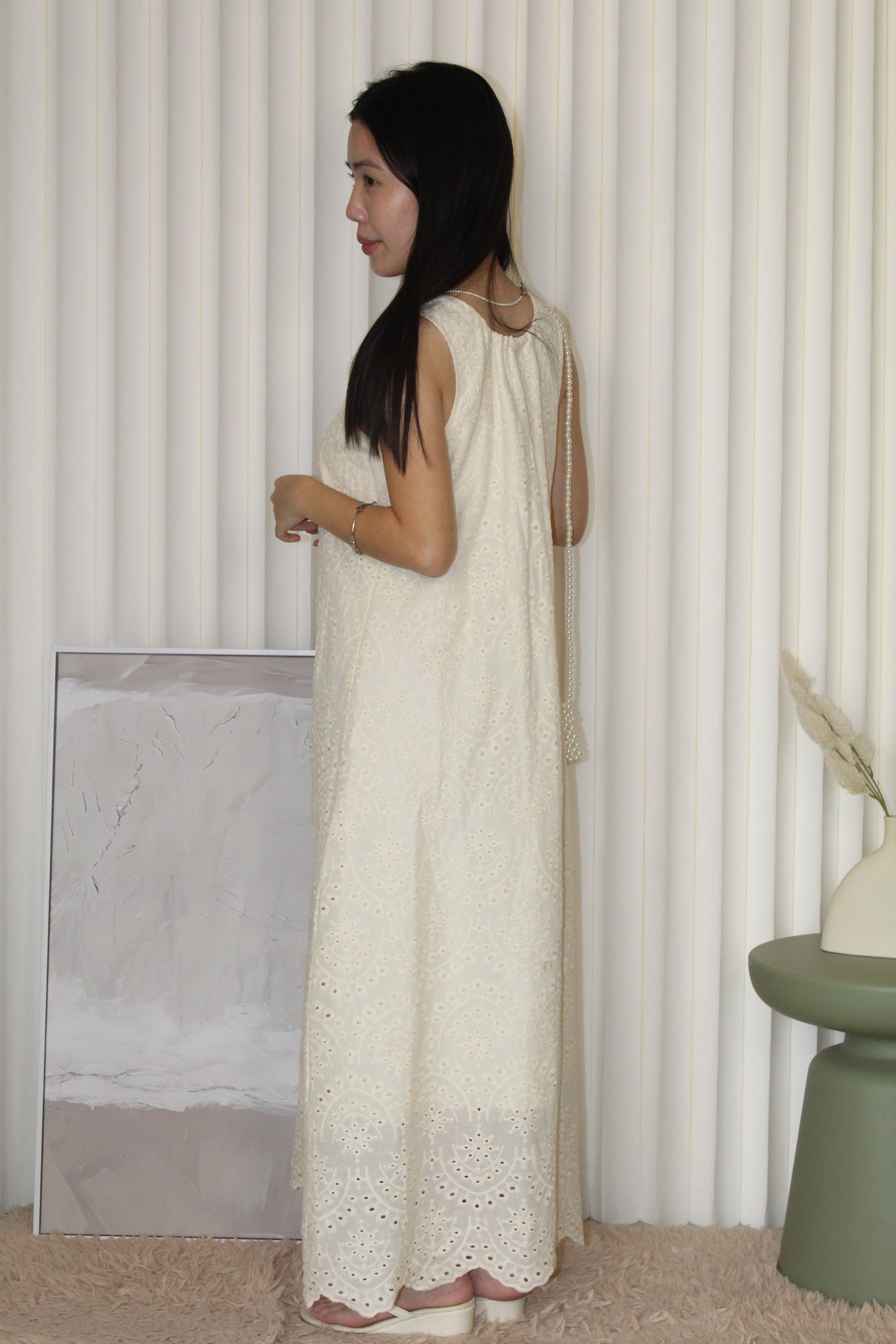 Brynlee Eyelet Midaxi Dress (Cream)