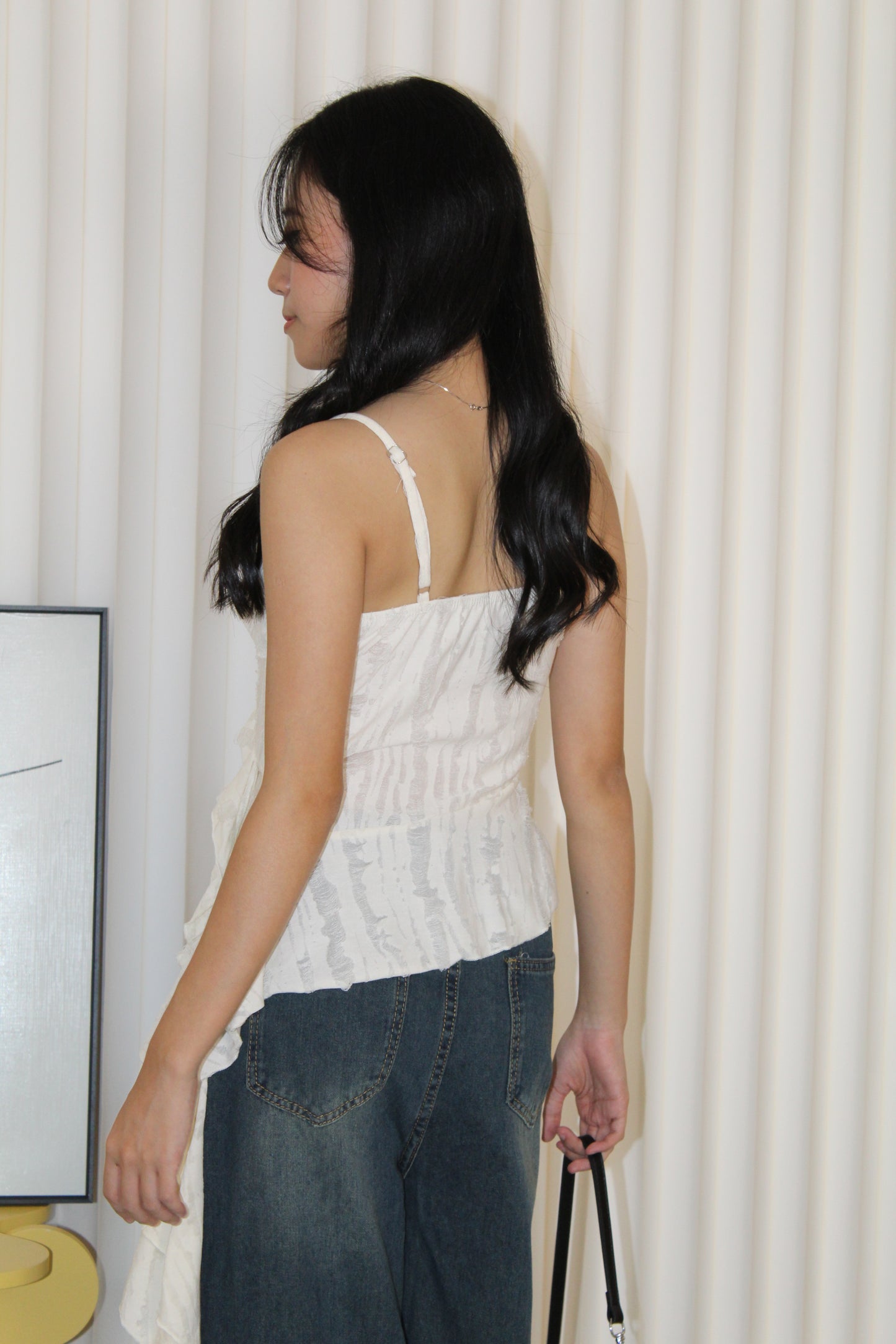 Evangeline Ruffle Cami Top (Cream)