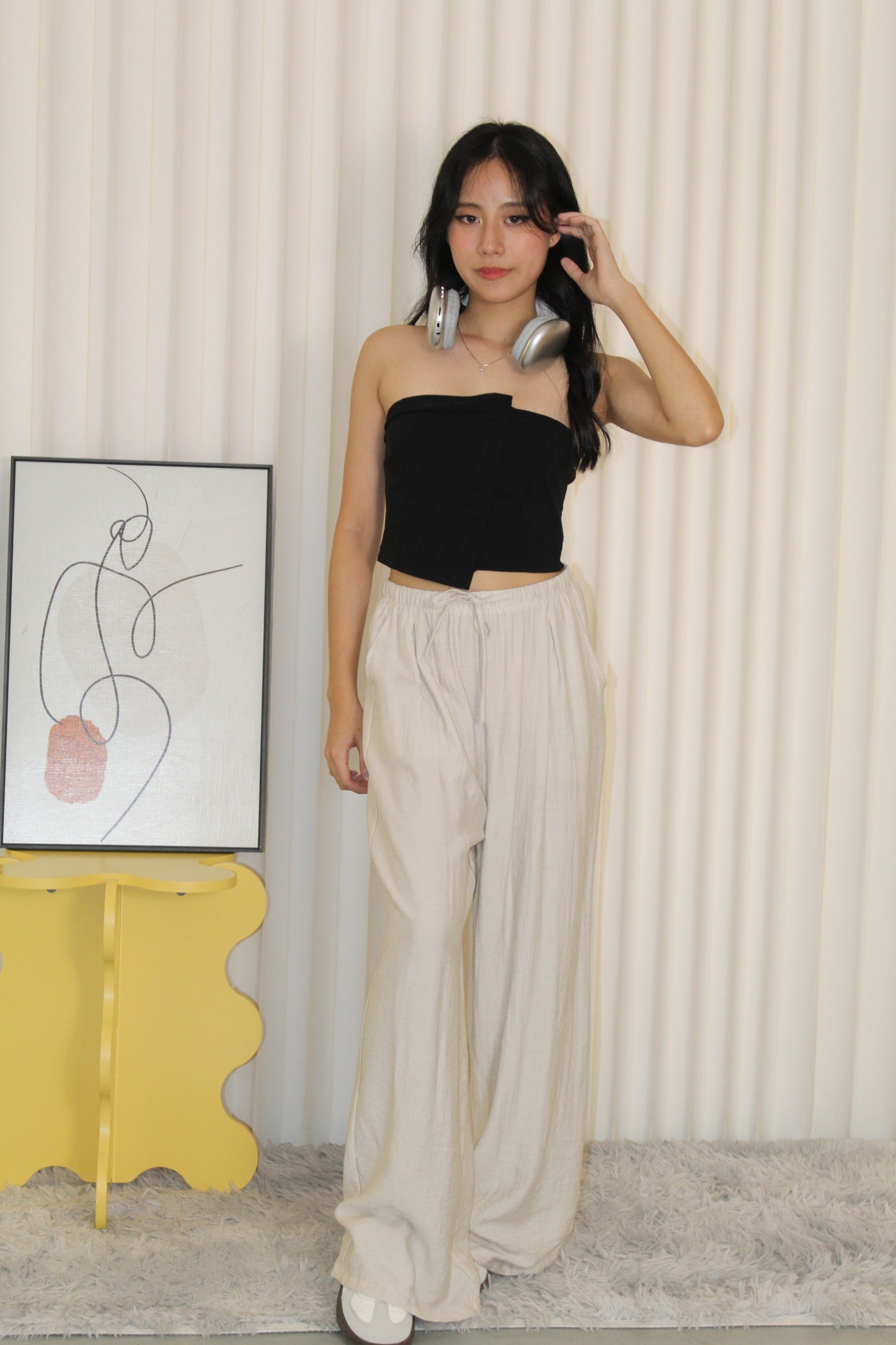 Oliver Linen Pleated Pants (Cream)