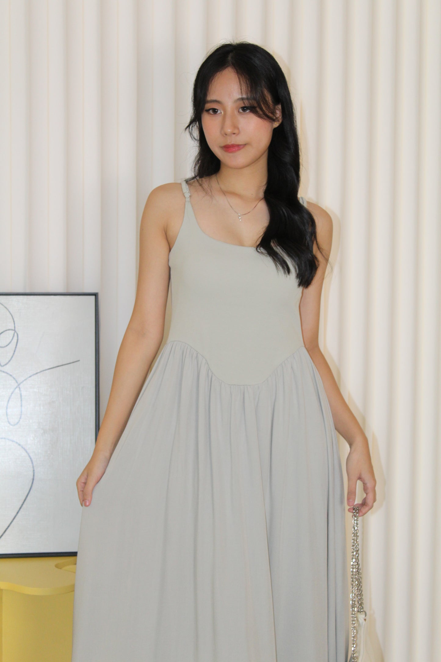 Tania Padded Flare Midaxi Dress (Blue)