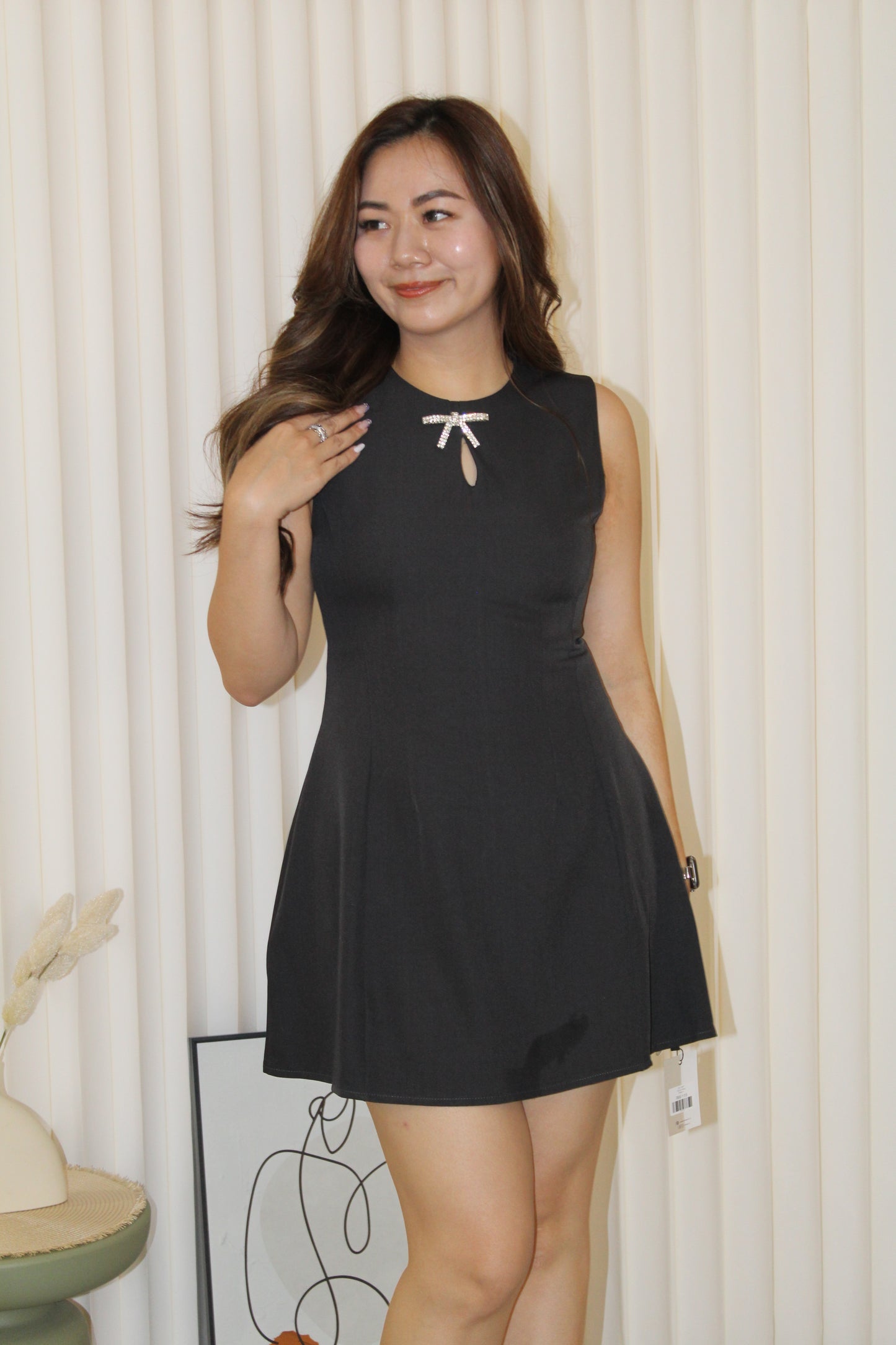 Gracie A-Line Ribbon Mini Dress (Grey)