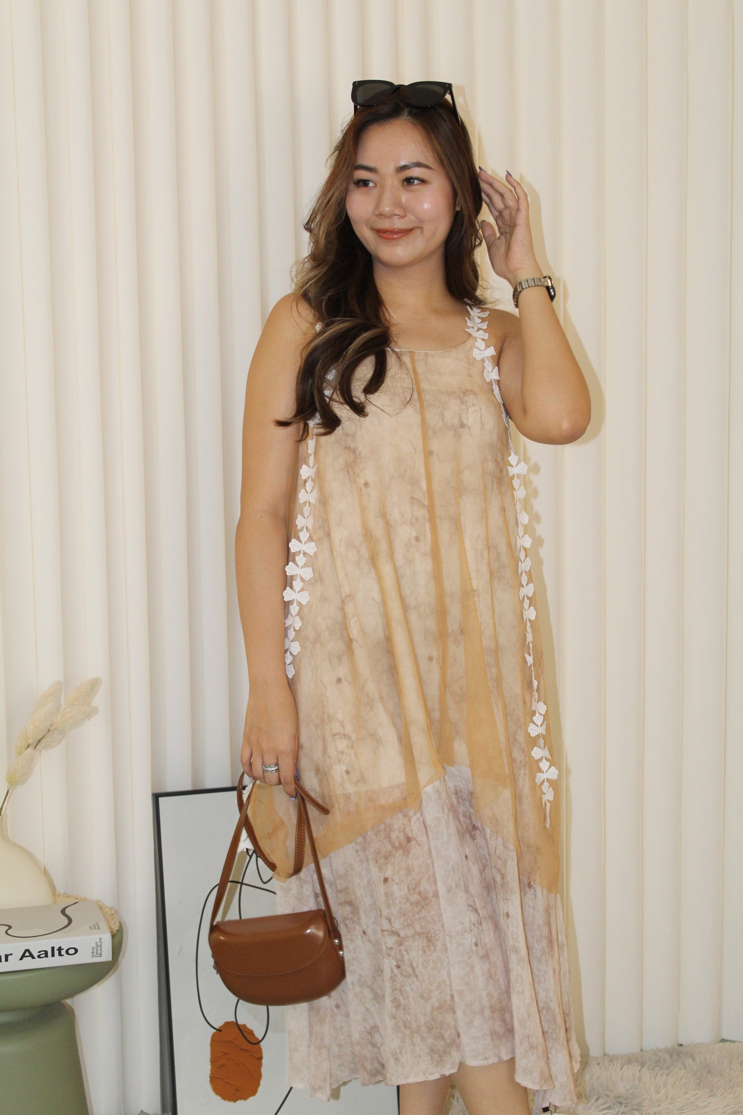 Charlotte Flare Midaxi Dress (Brown)