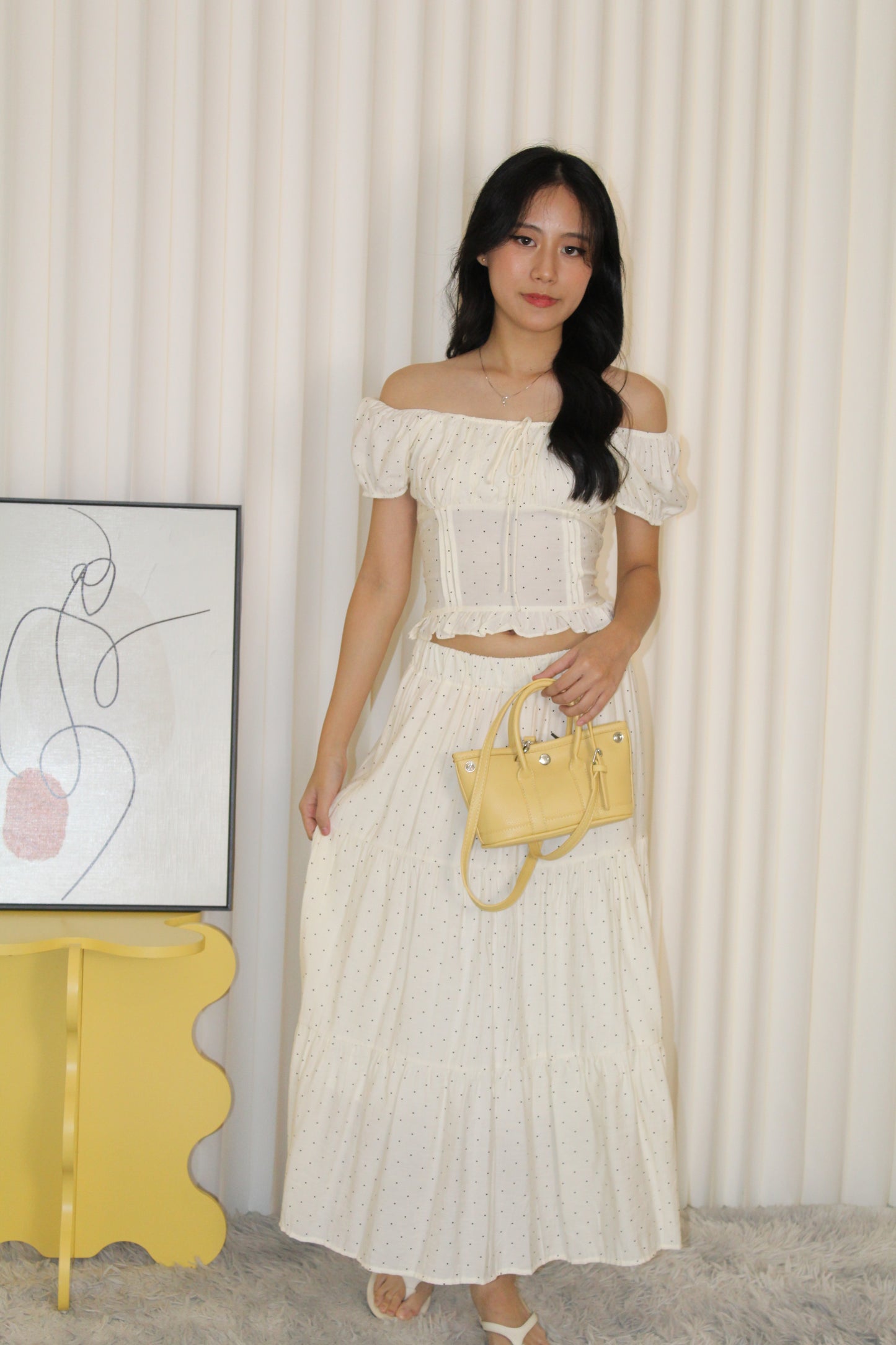 Betty Polka Two Piece Skirt Set (Cream)