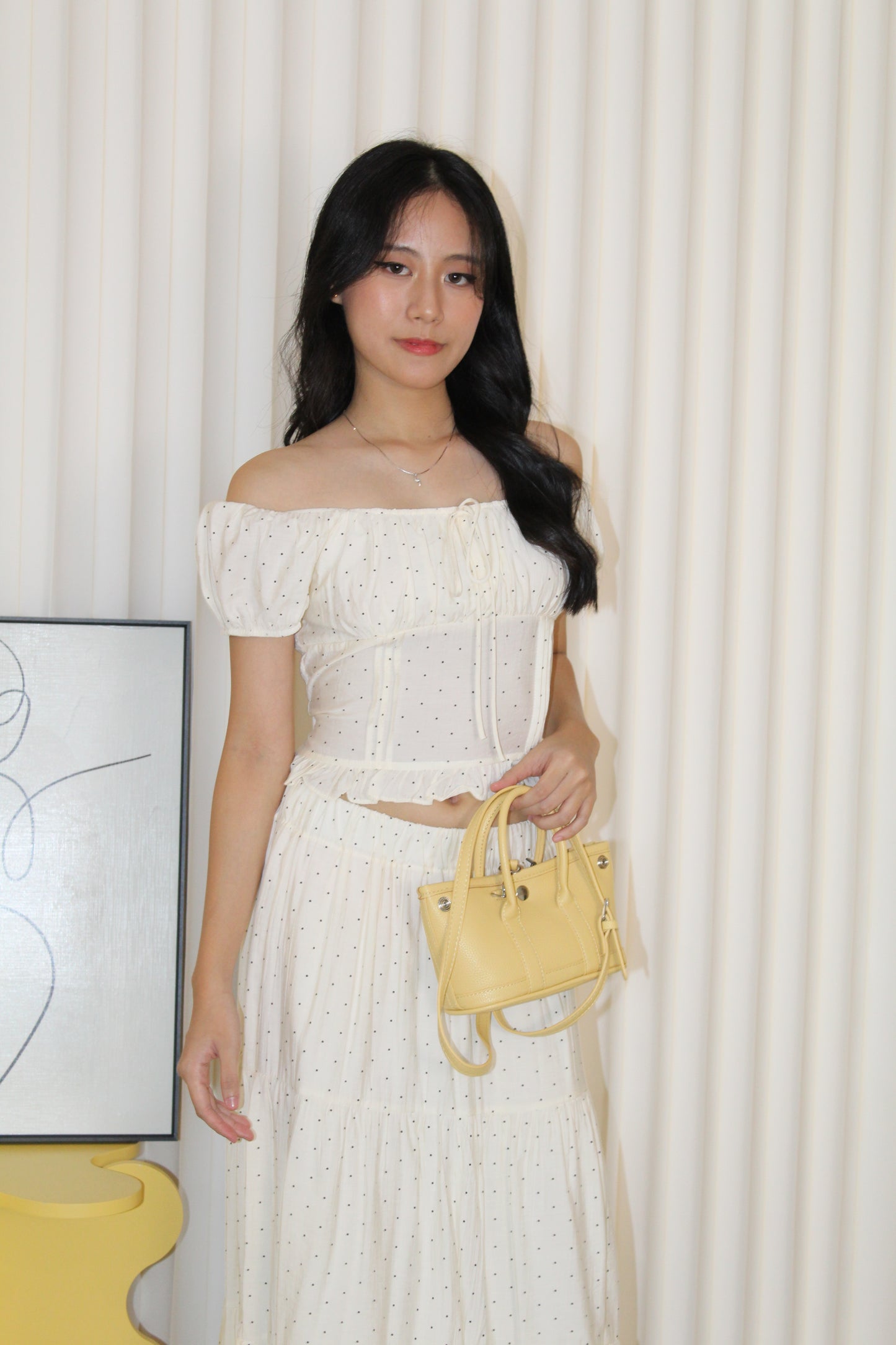 Betty Polka Two Piece Skirt Set (Cream)