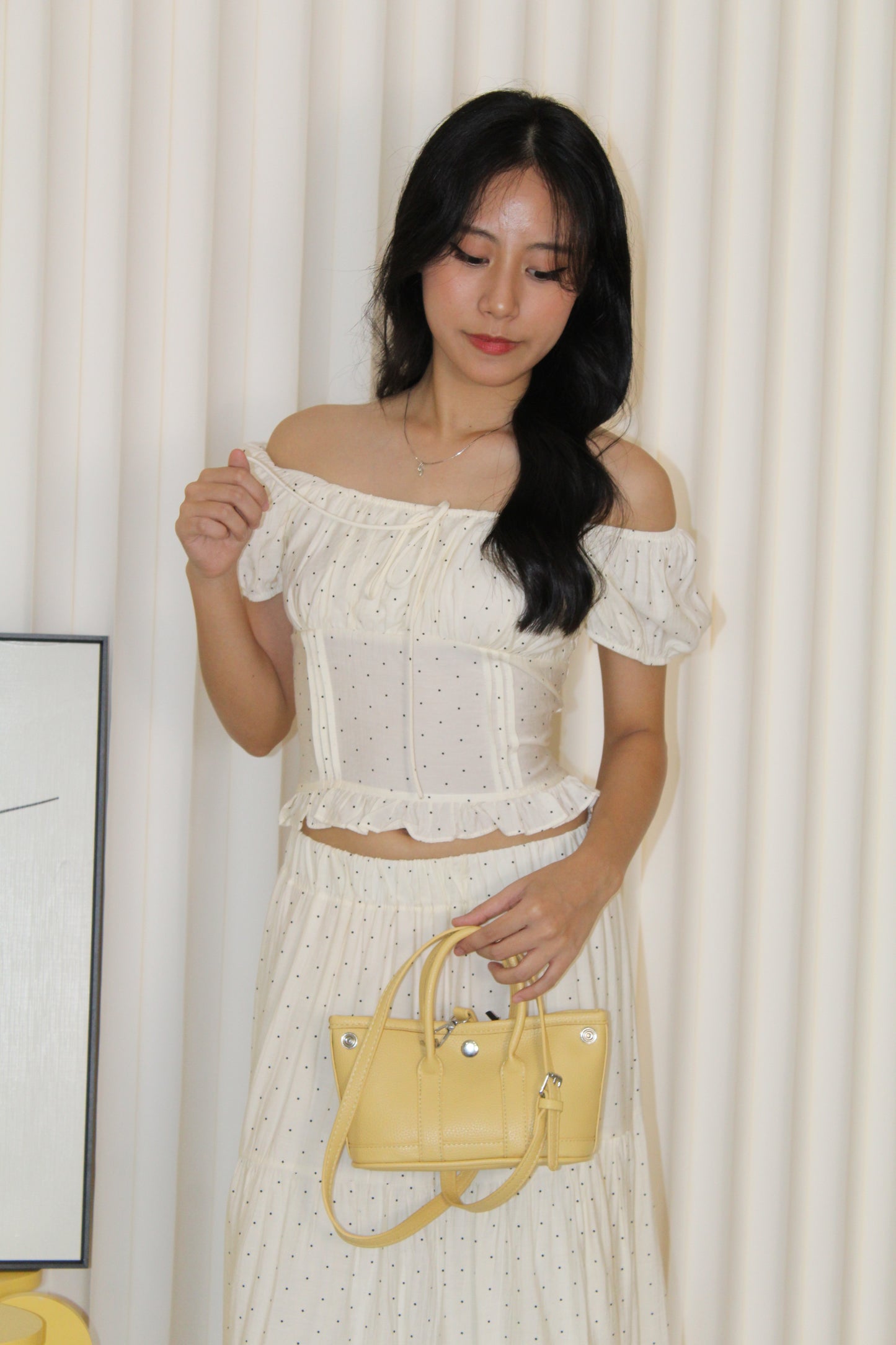 Betty Polka Two Piece Skirt Set (Cream)