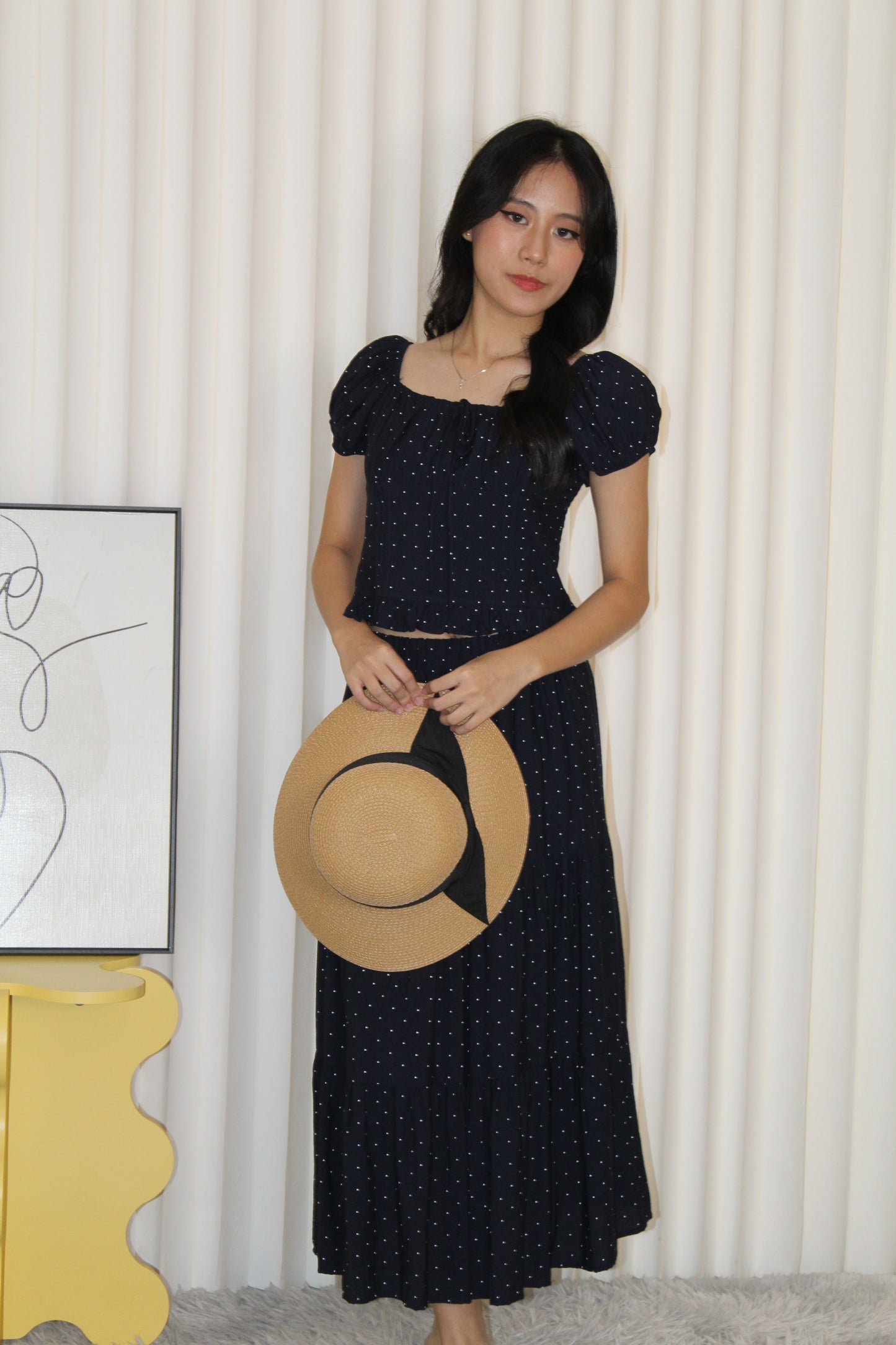 Betty Polka Two Piece Skirt Set (Cream)