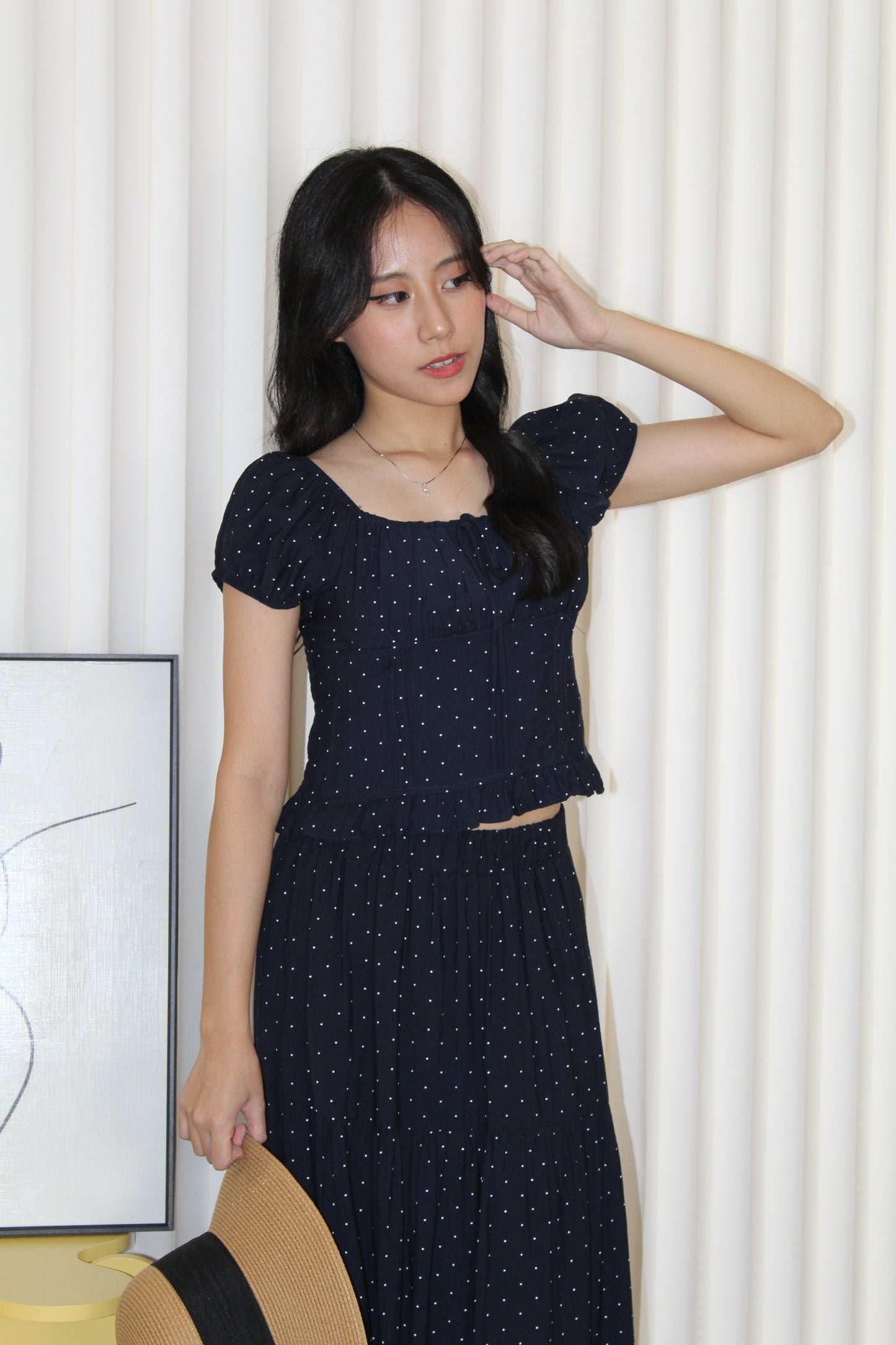 Betty Polka Two Piece Skirt Set (Cream)
