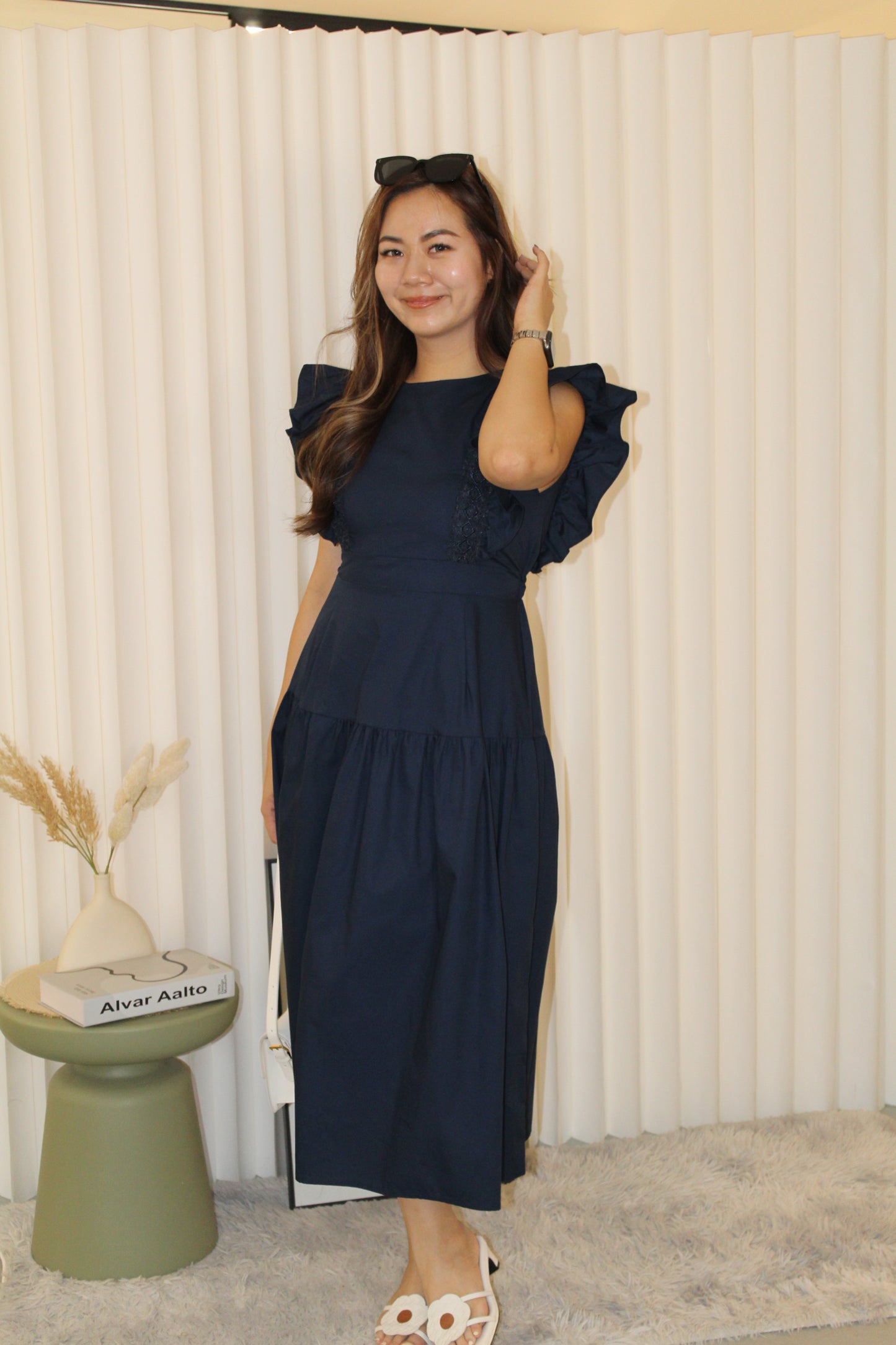 Ivory Flare Midi Dress (Green)