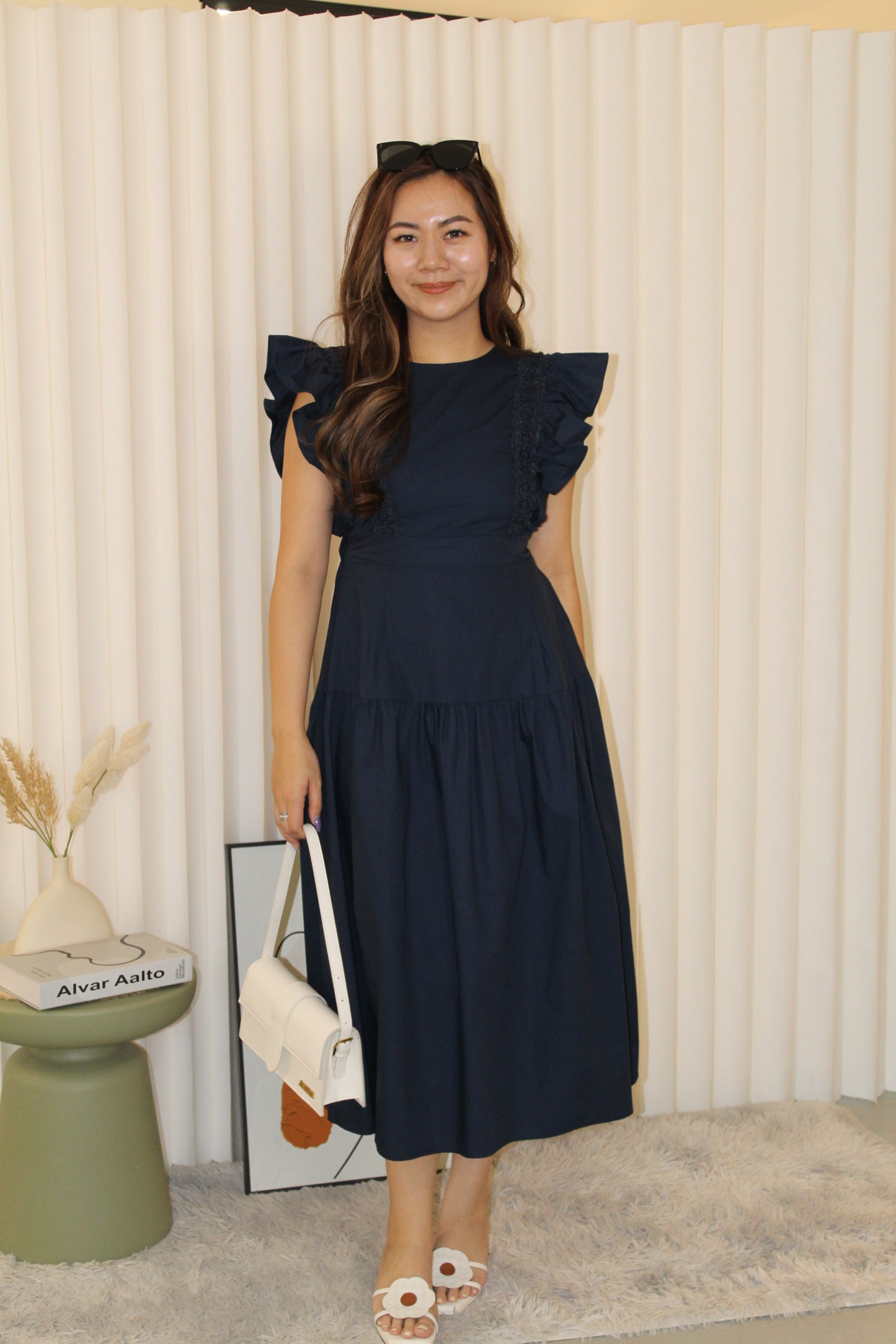 Ivory Flare Midi Dress (Green)